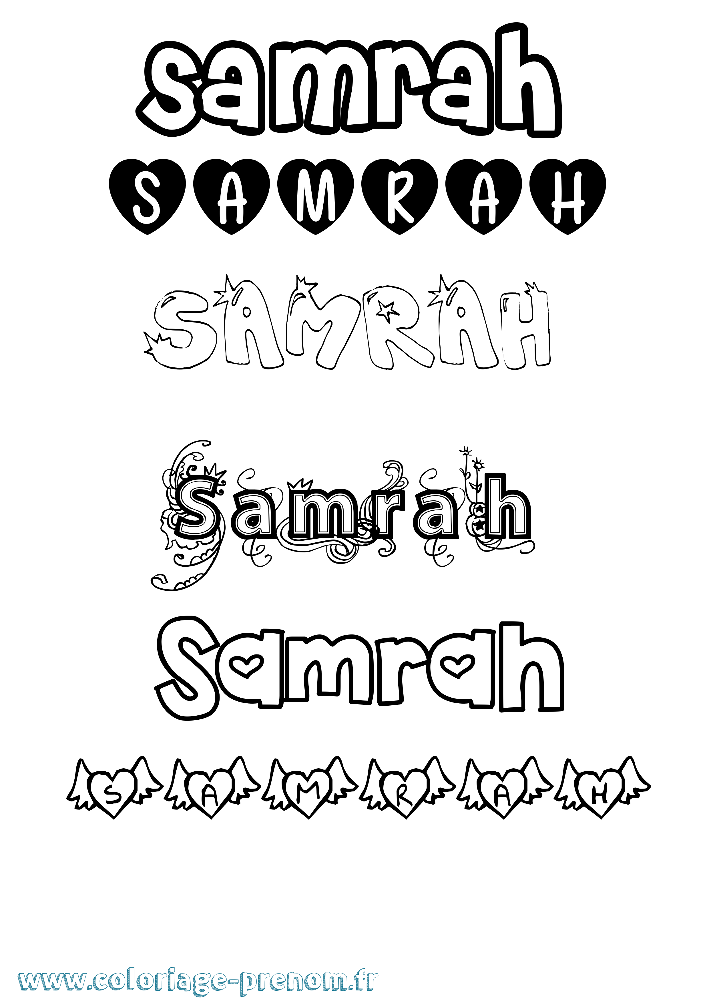 Coloriage prénom Samrah Girly