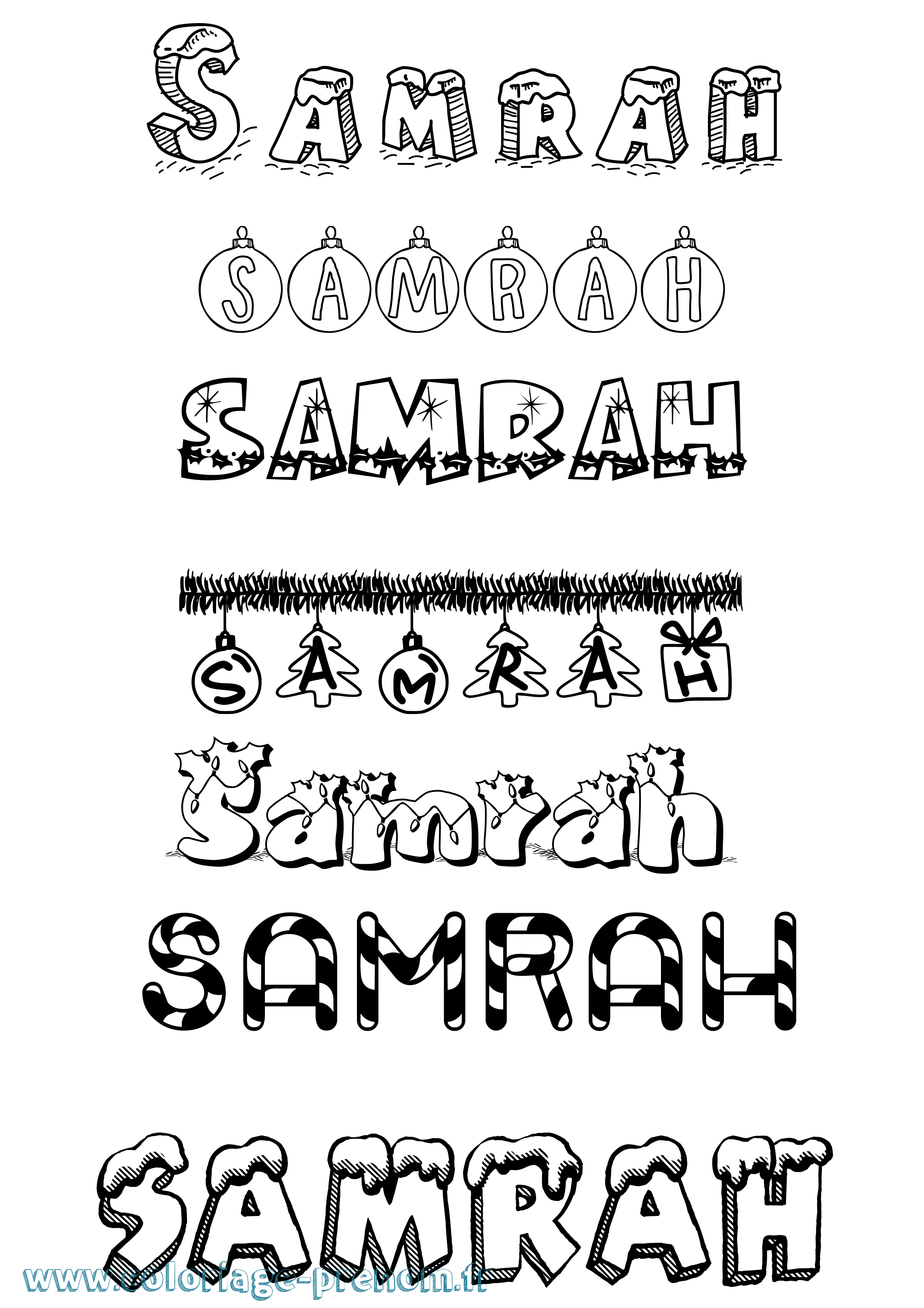 Coloriage Samrah Noël Coloriage prénom Samrah Noël