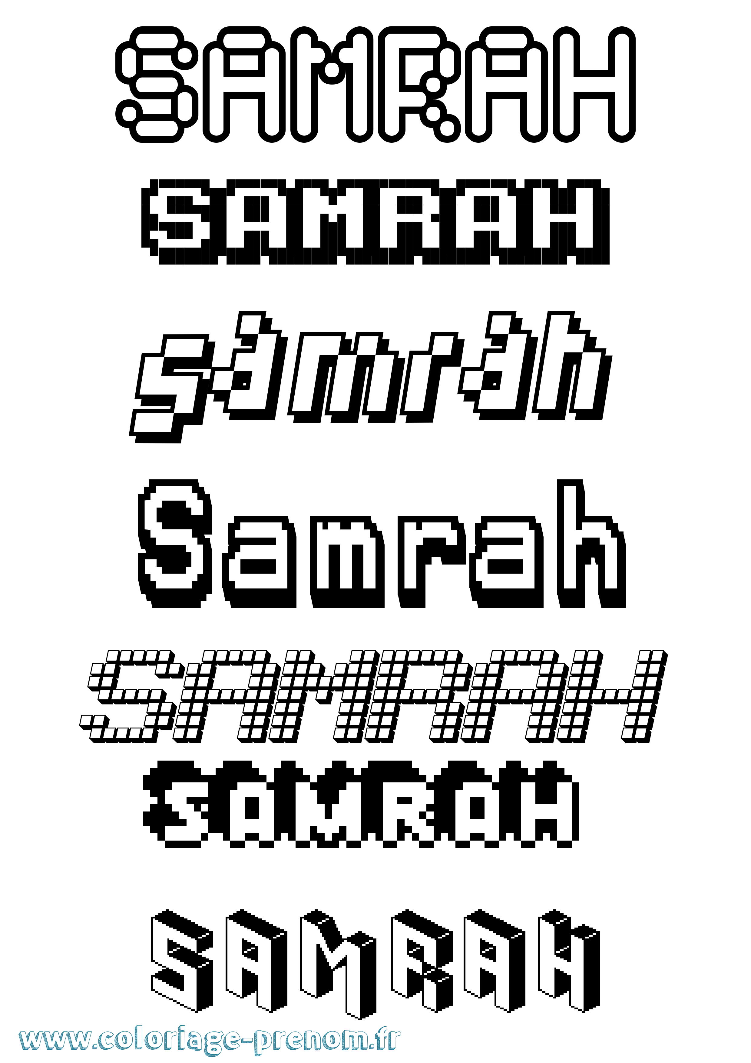 Coloriage Samrah Pixel Coloriage prénom Samrah Pixel