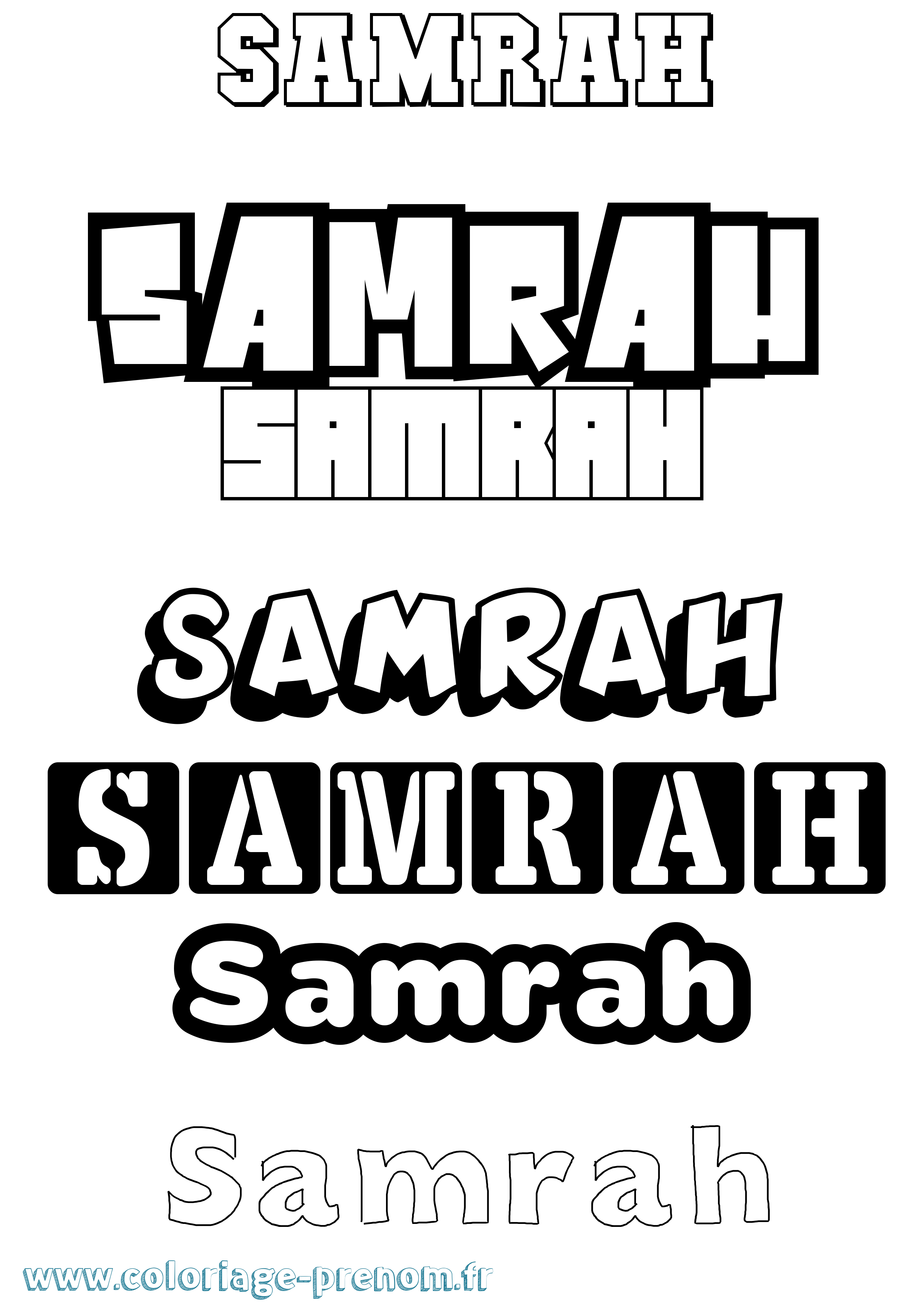 Coloriage prénom Samrah Simple