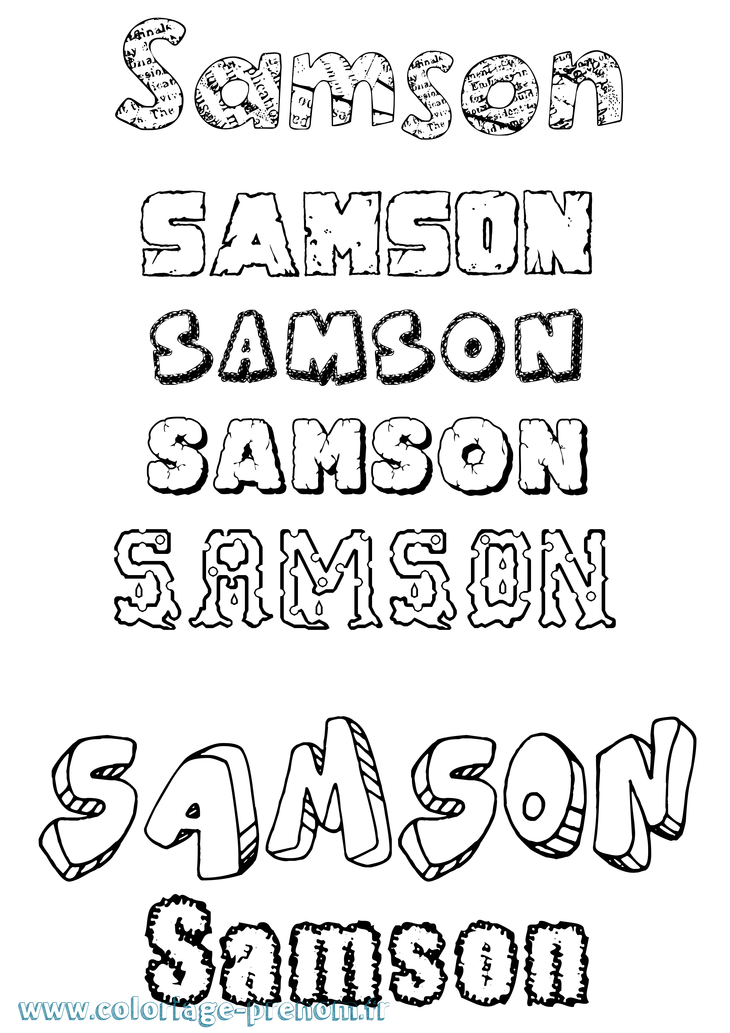 Coloriage prénom Samson Destructuré