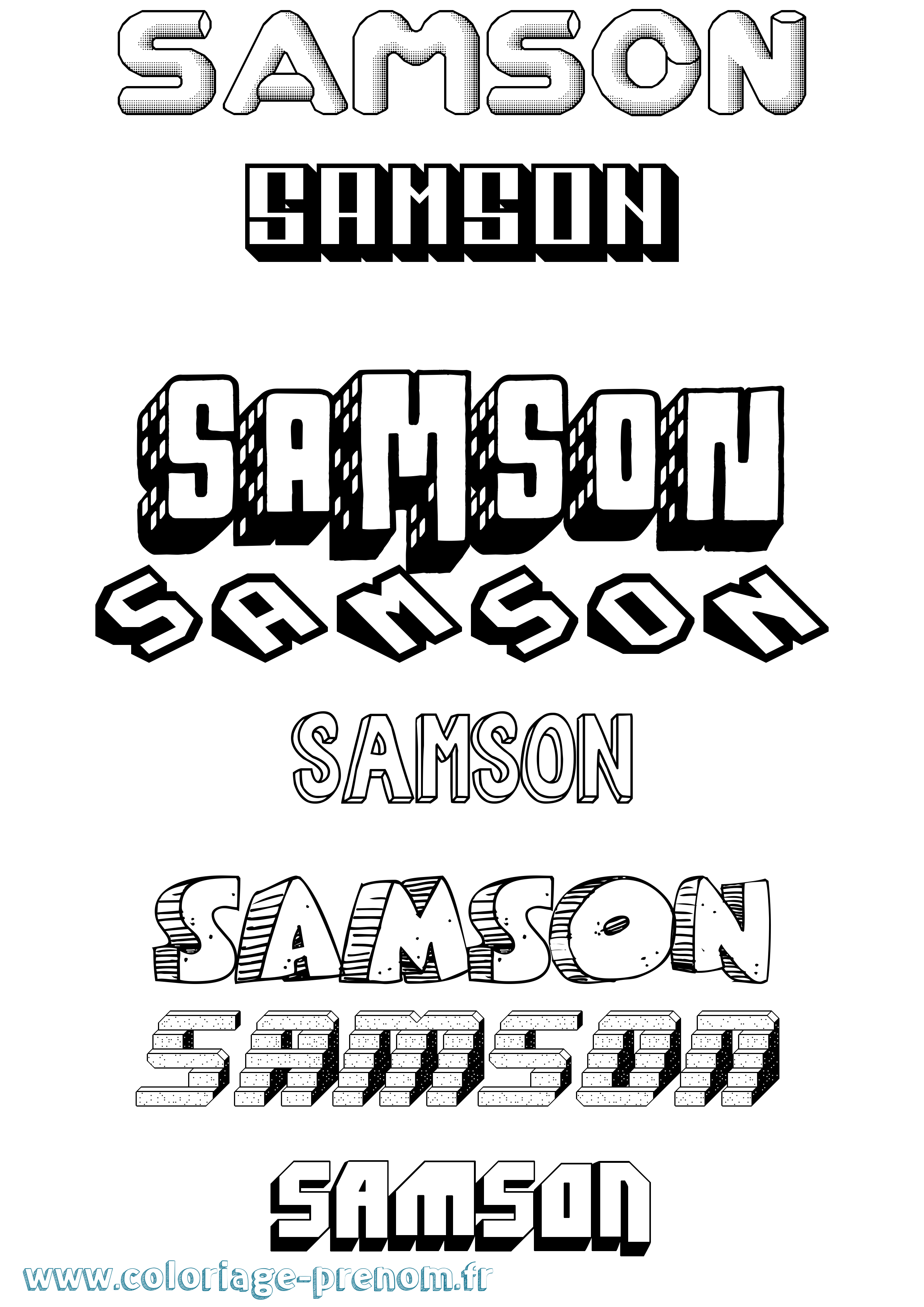 Coloriage prénom Samson Effet 3D