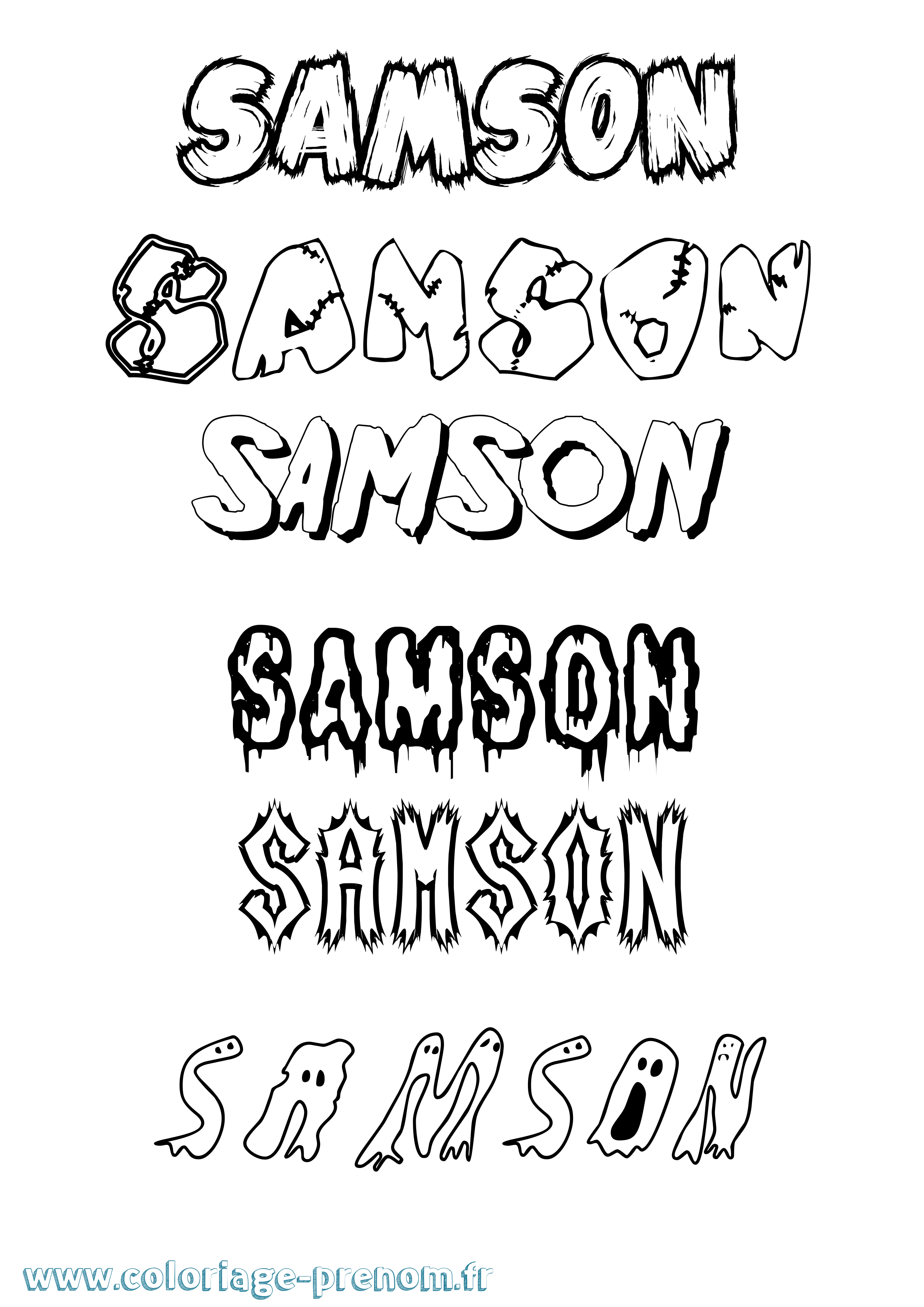 Coloriage prénom Samson Frisson