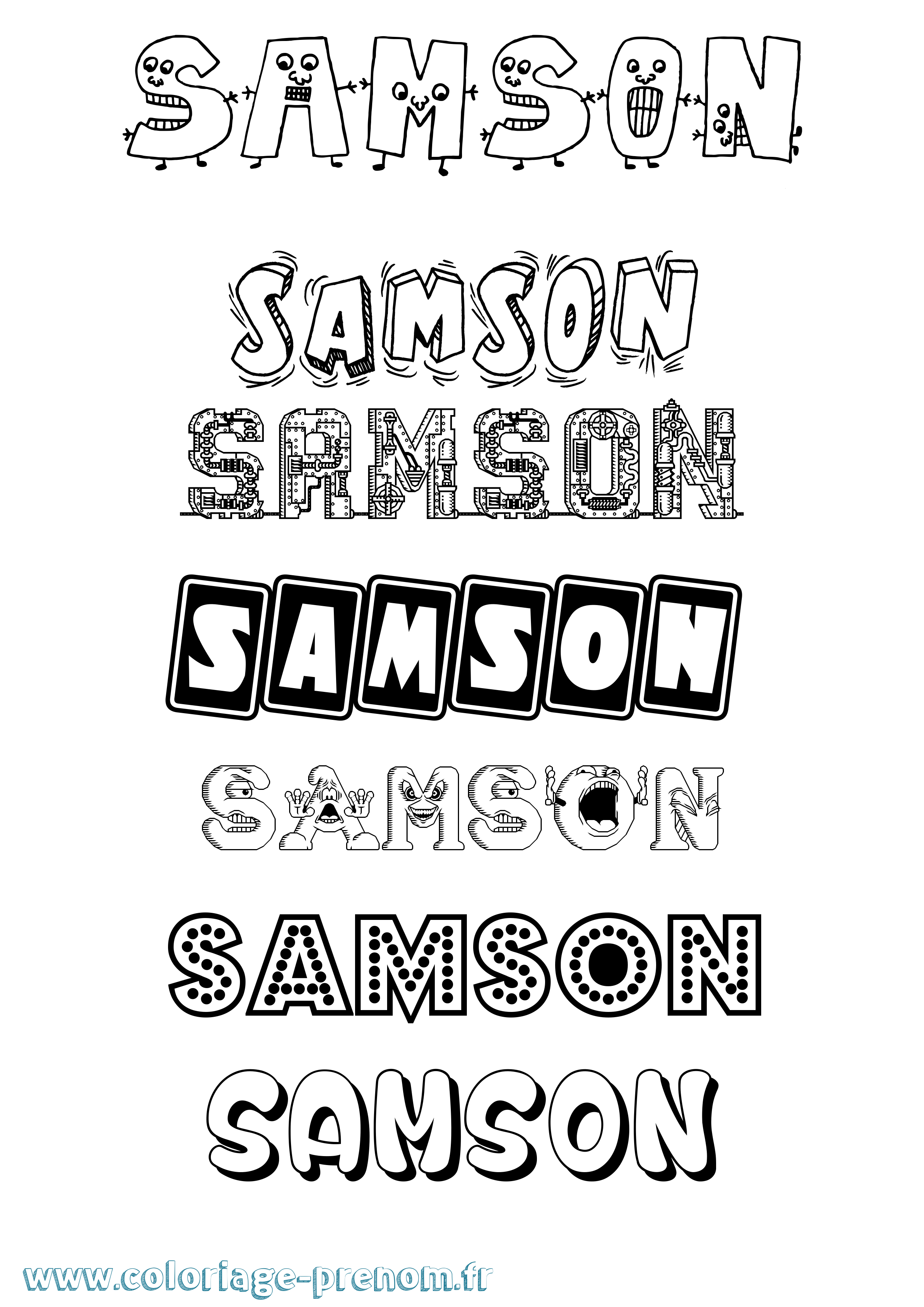 Coloriage prénom Samson Fun