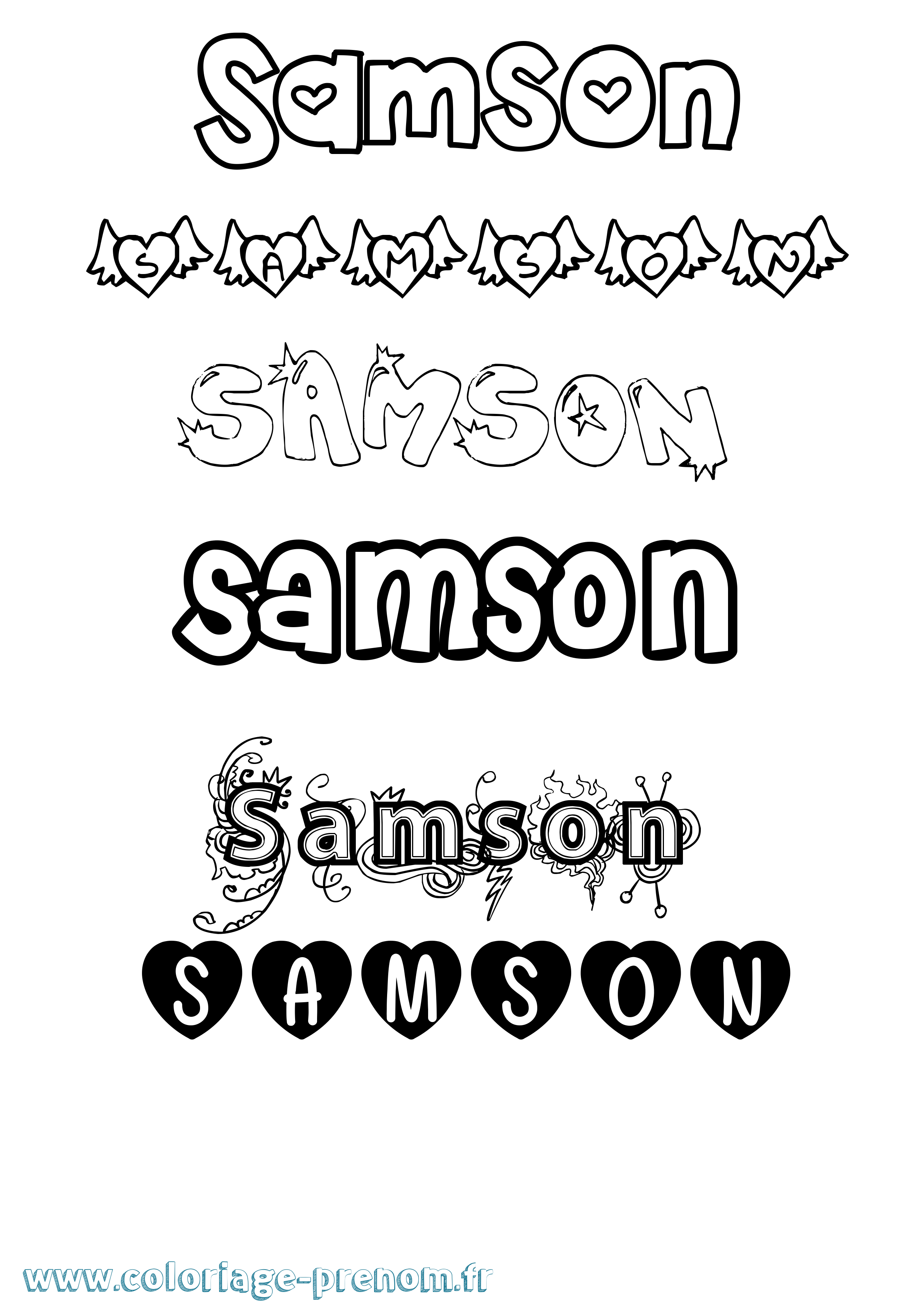 Coloriage prénom Samson Girly