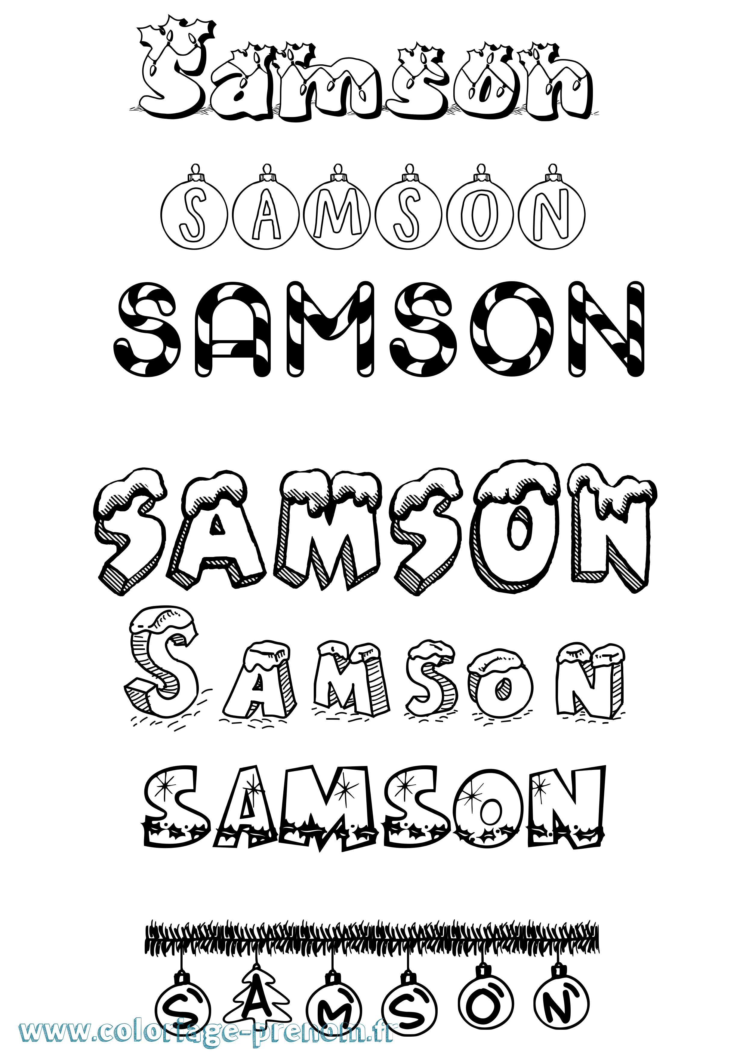Coloriage prénom Samson Noël