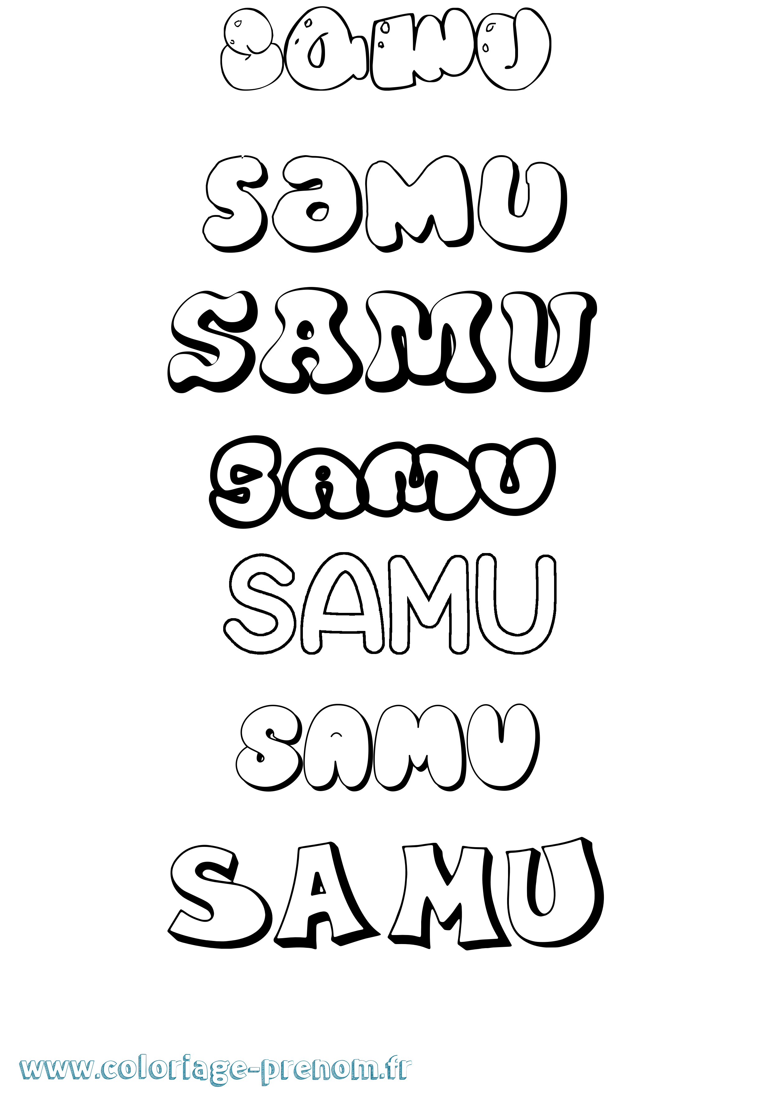 Coloriage prénom Samu Bubble