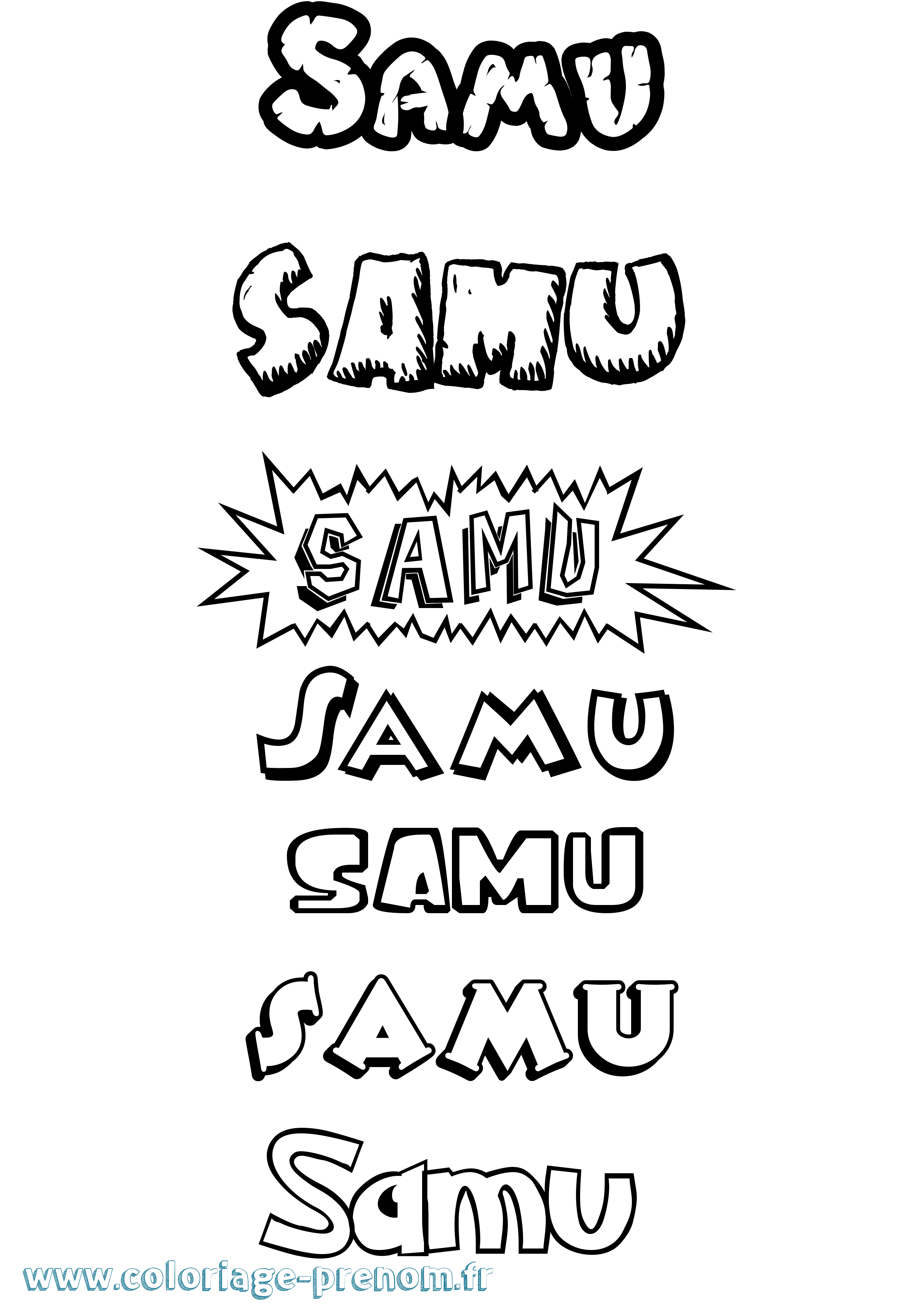 Coloriage prénom Samu Dessin Animé