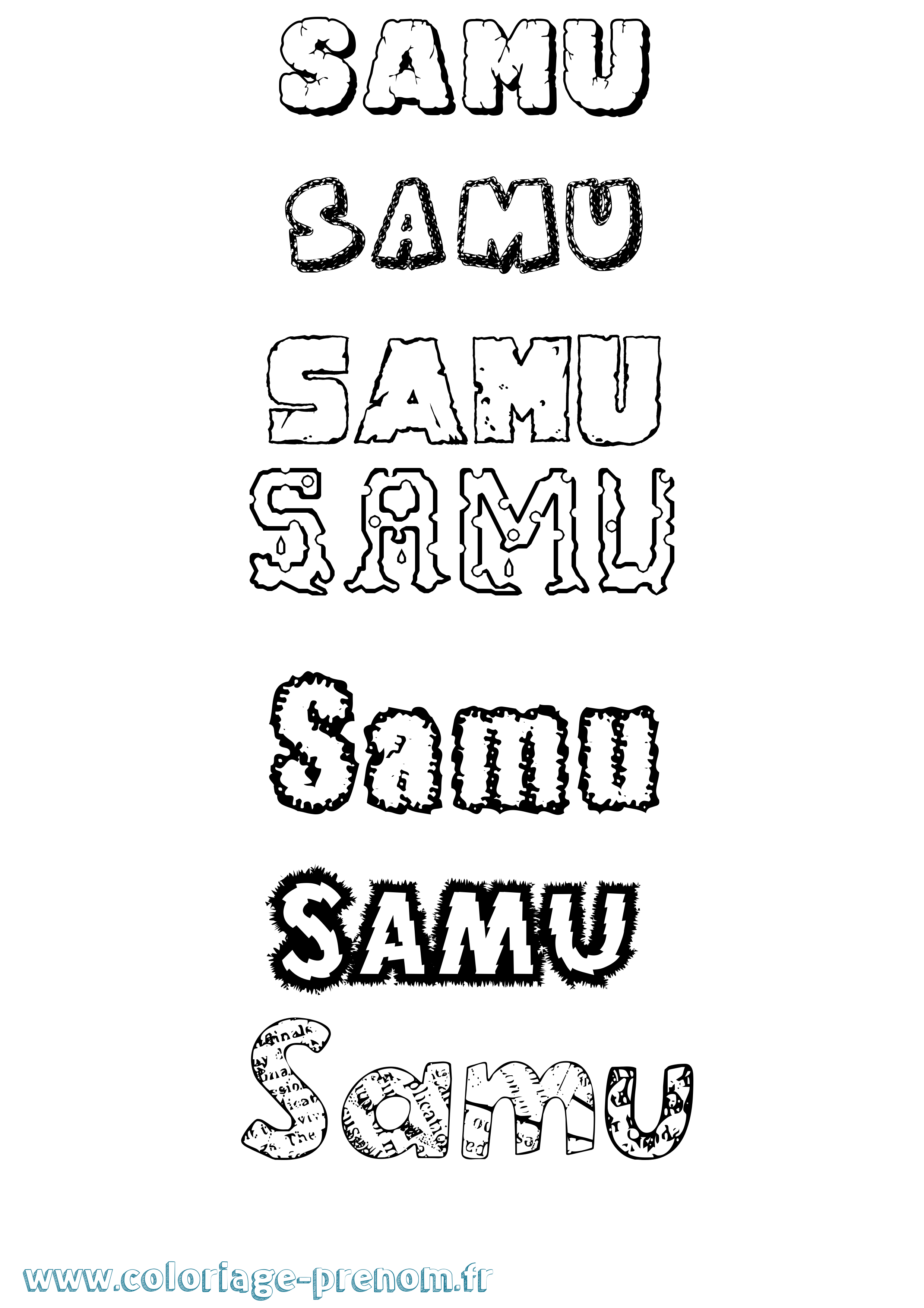 Coloriage prénom Samu Destructuré