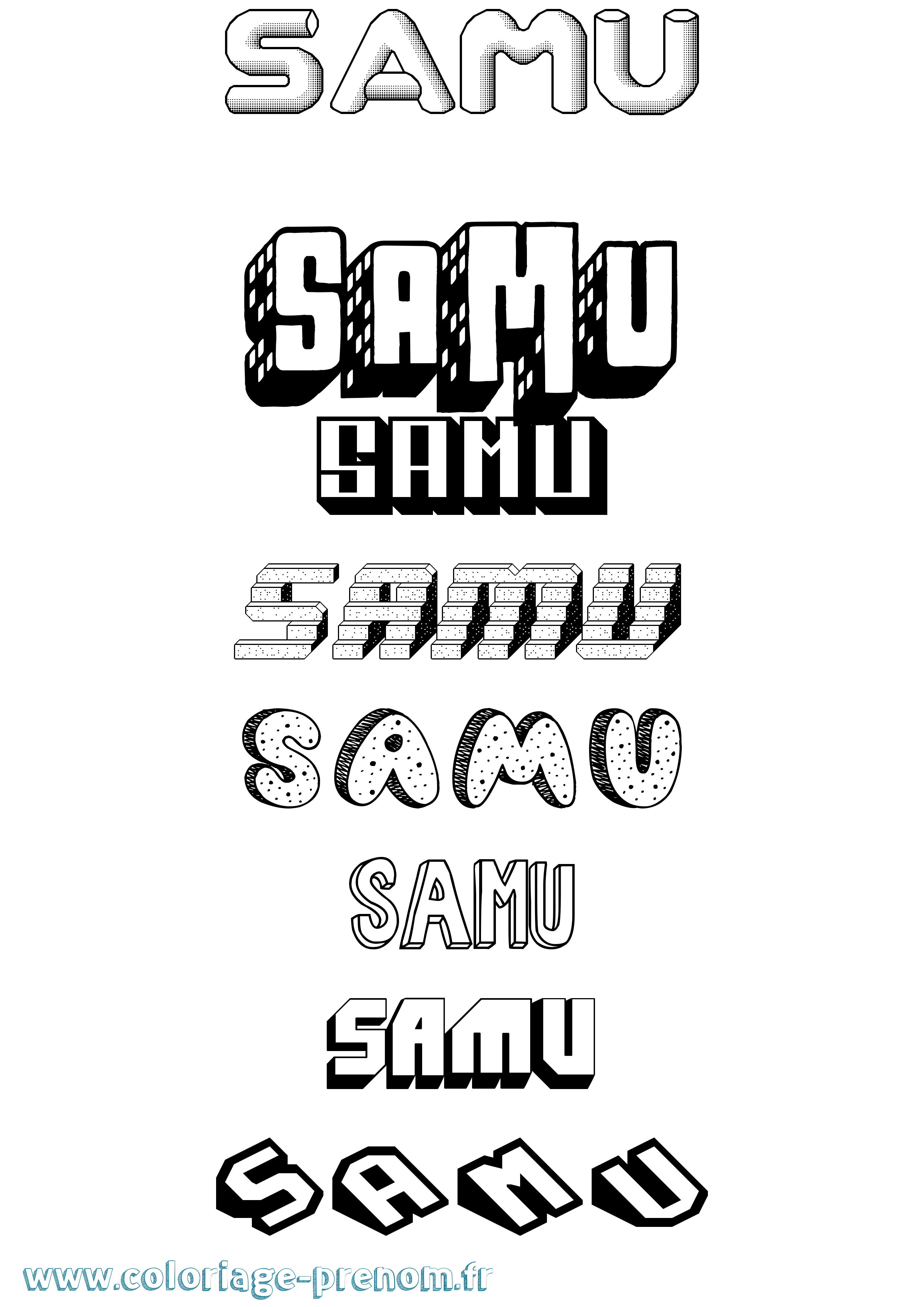 Coloriage Samu Effet 3D Coloriage prénom Samu Effet 3D