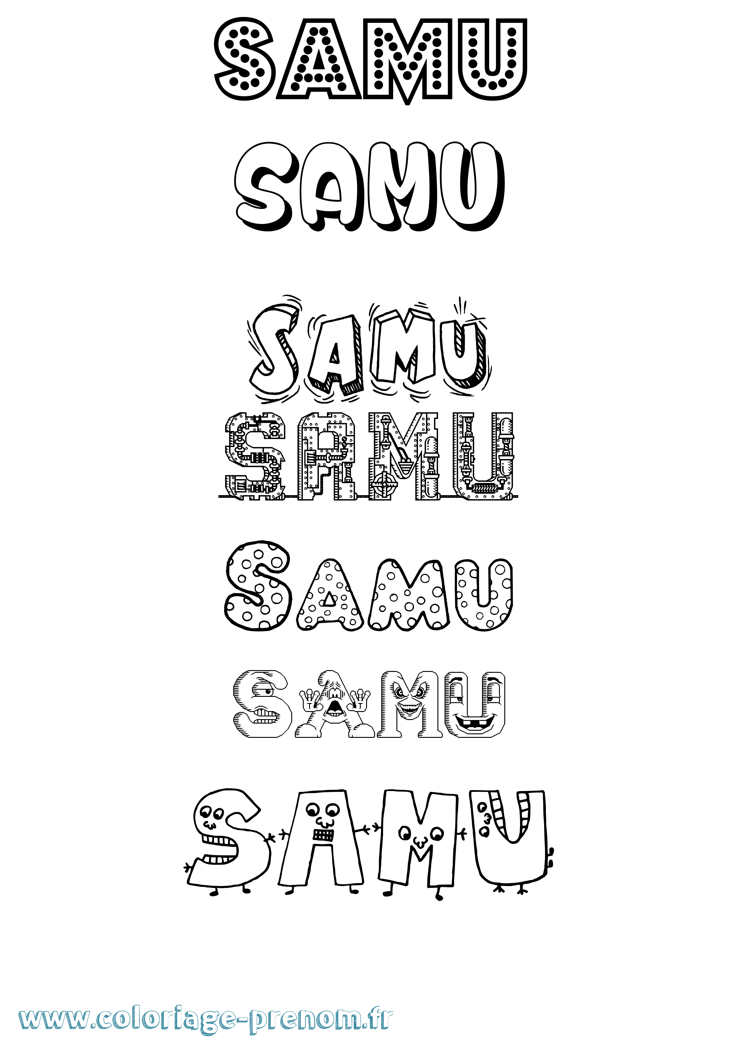 Coloriage prénom Samu Fun