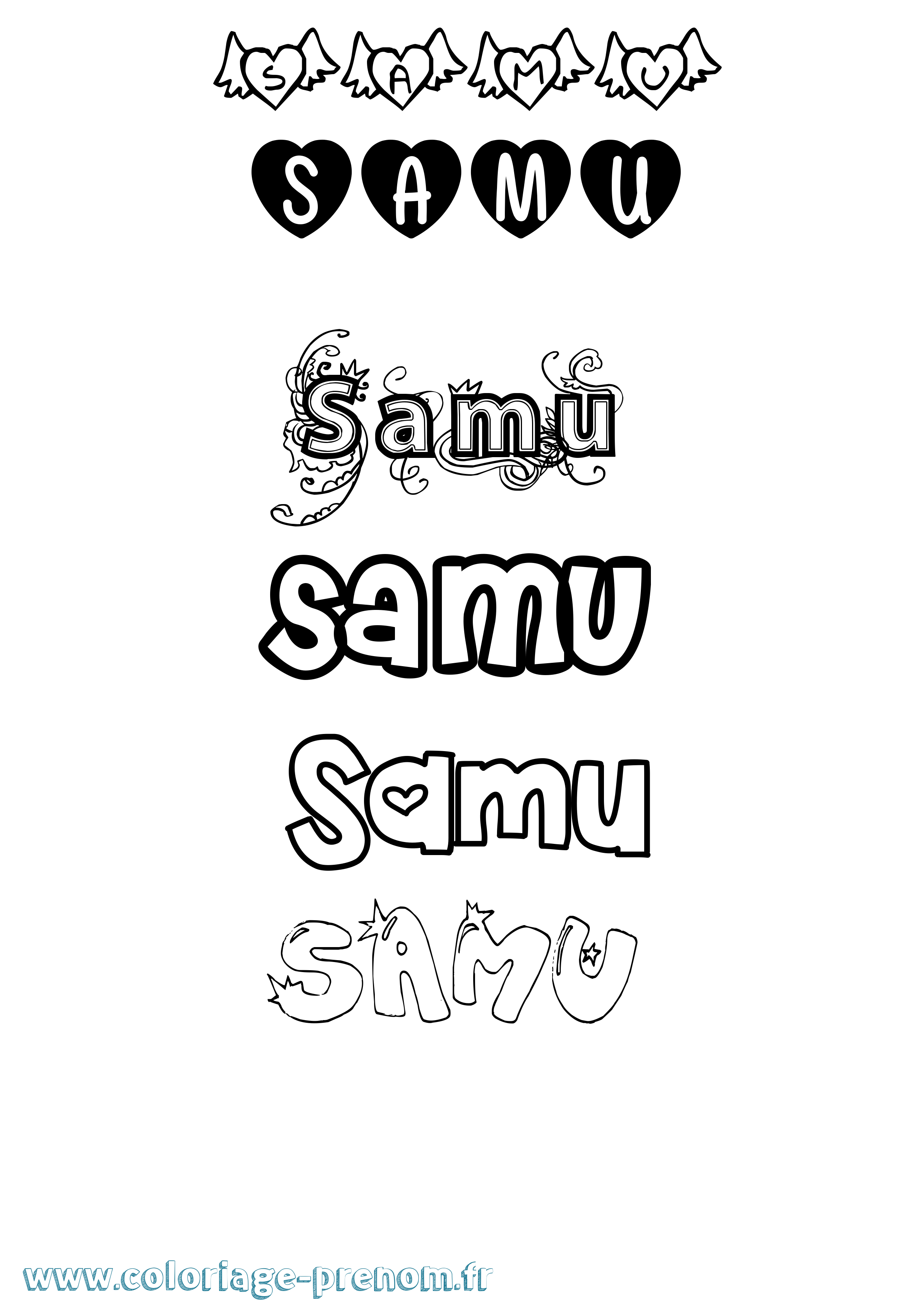 Coloriage prénom Samu Girly