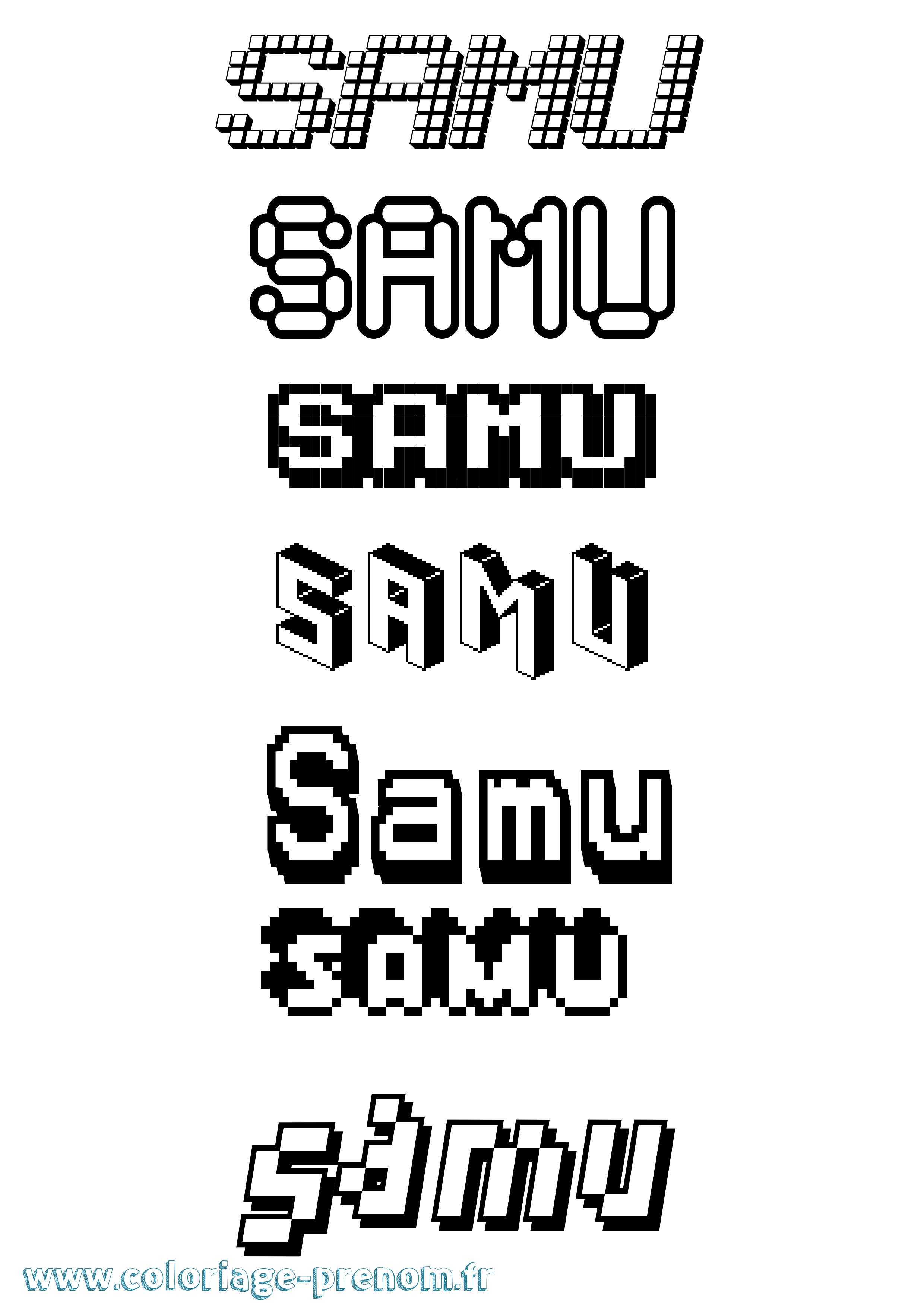 Coloriage prénom Samu Pixel