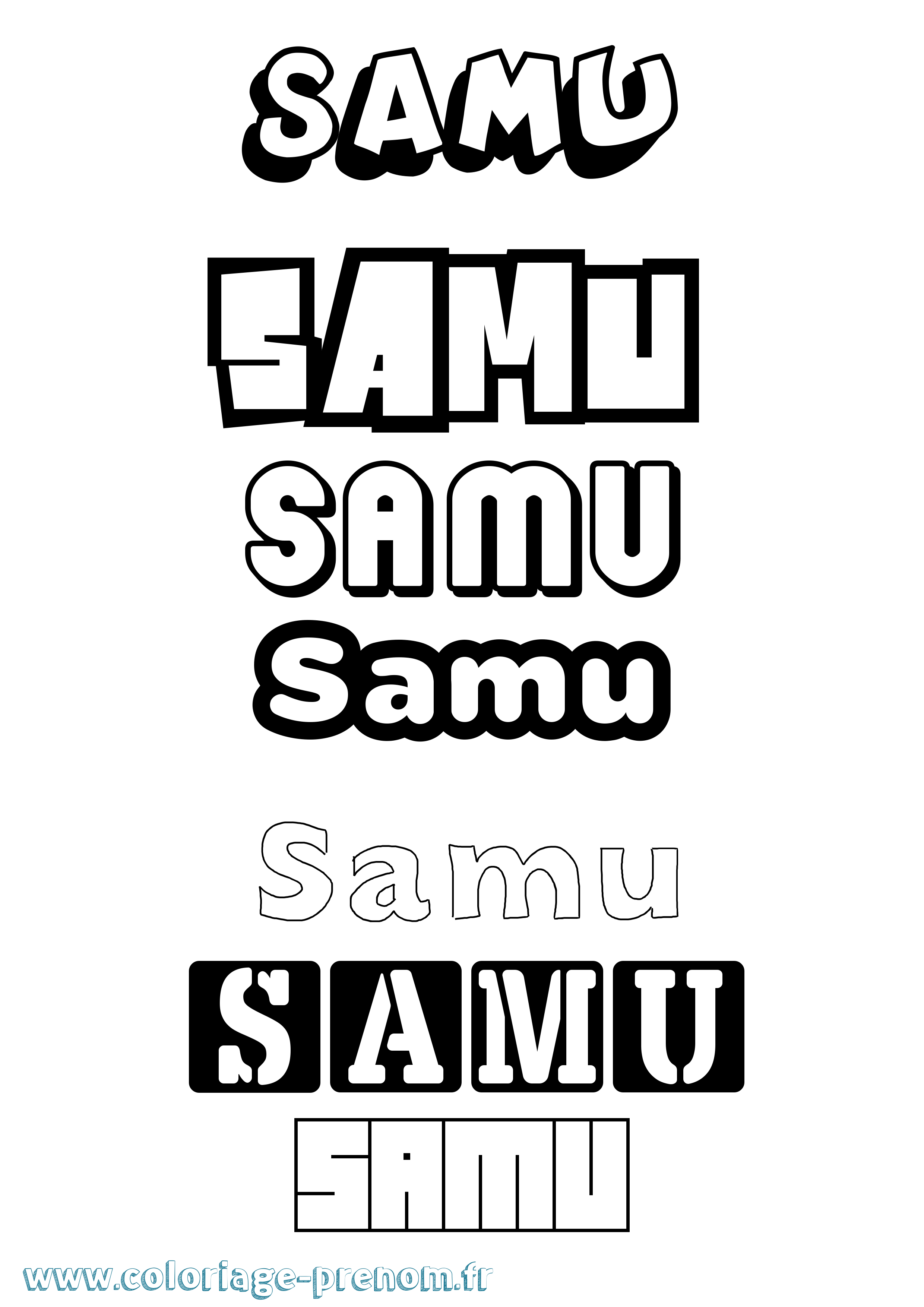 Coloriage prénom Samu Simple