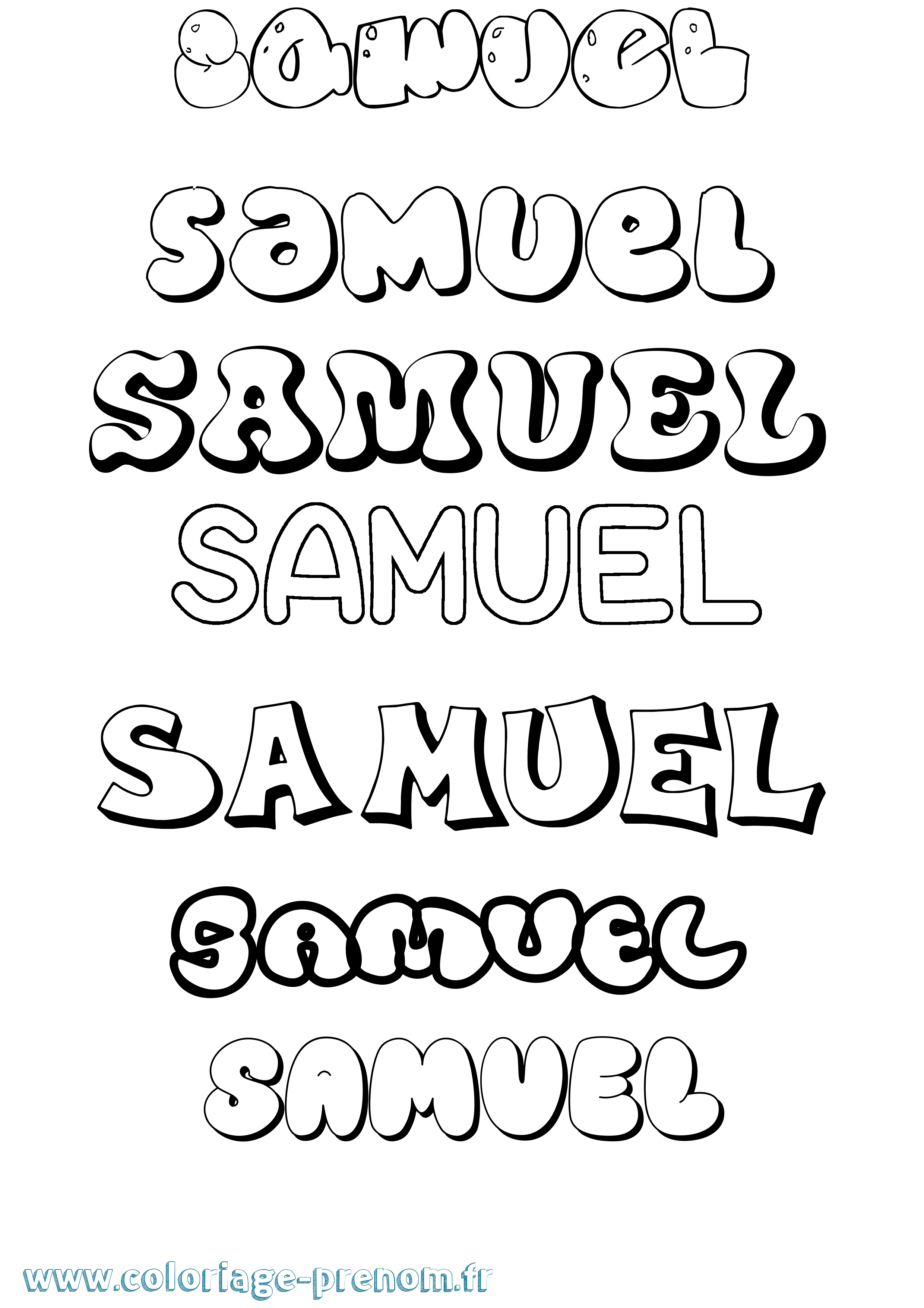 Coloriage prénom Samuel Bubble