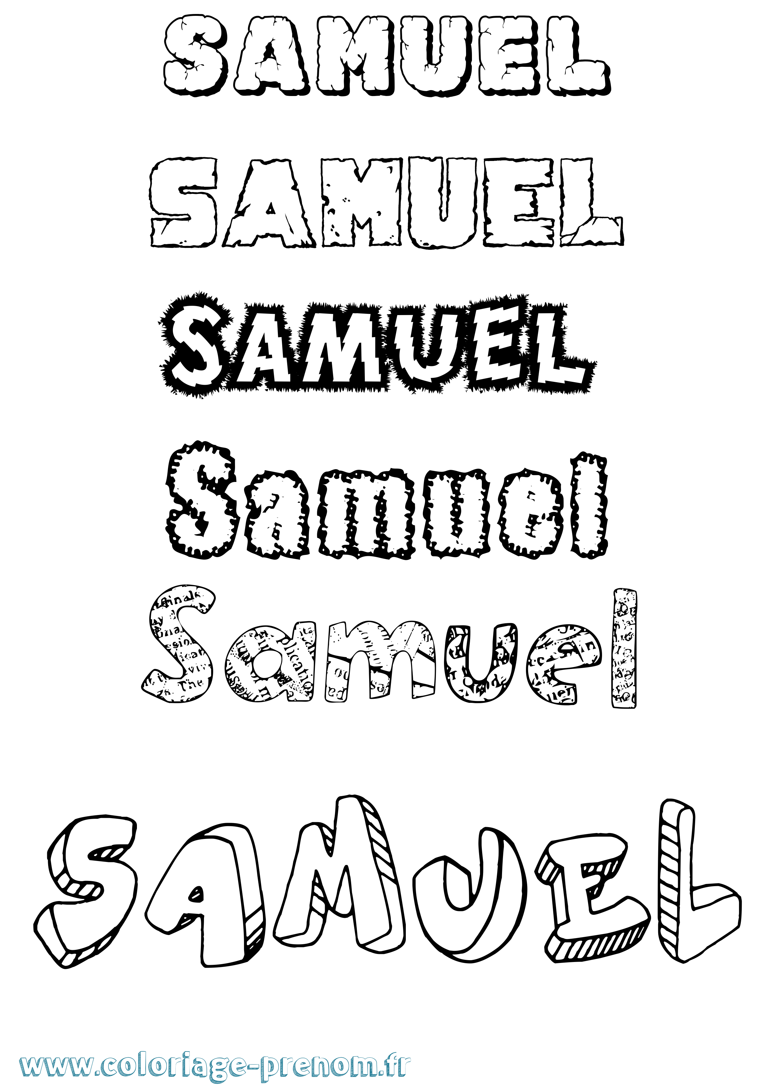 Coloriage prénom Samuel Destructuré