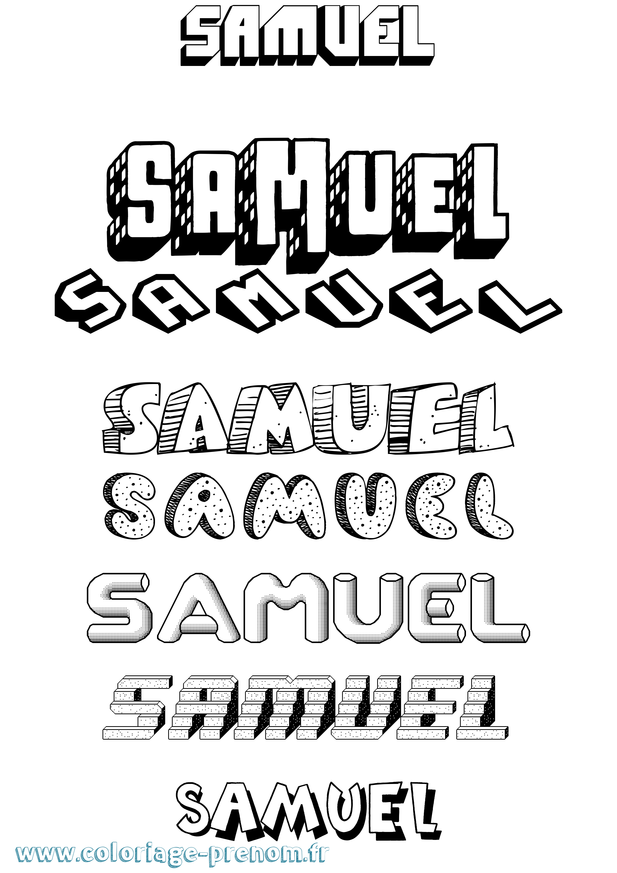 Coloriage prénom Samuel Effet 3D