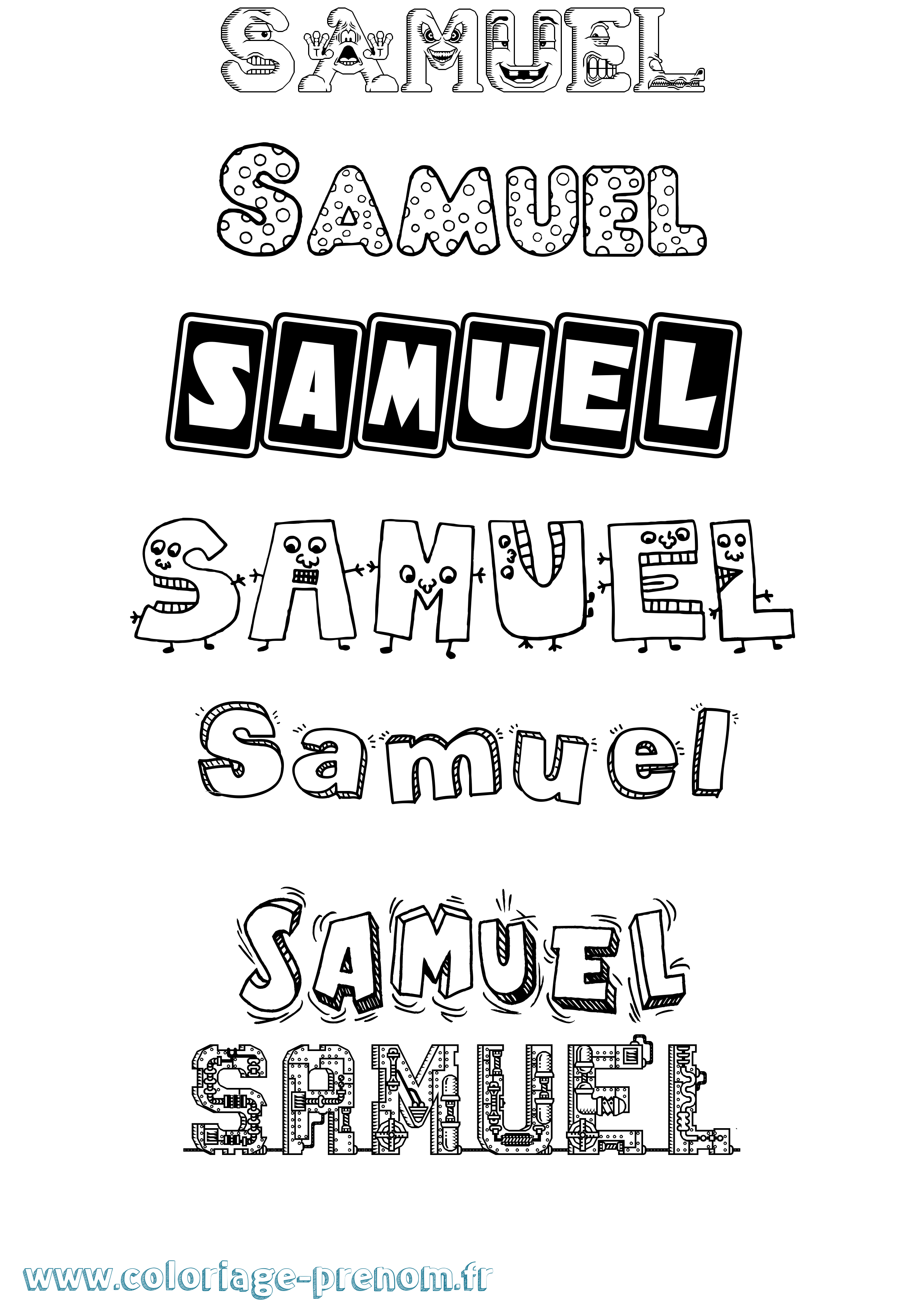 Coloriage prénom Samuel Fun