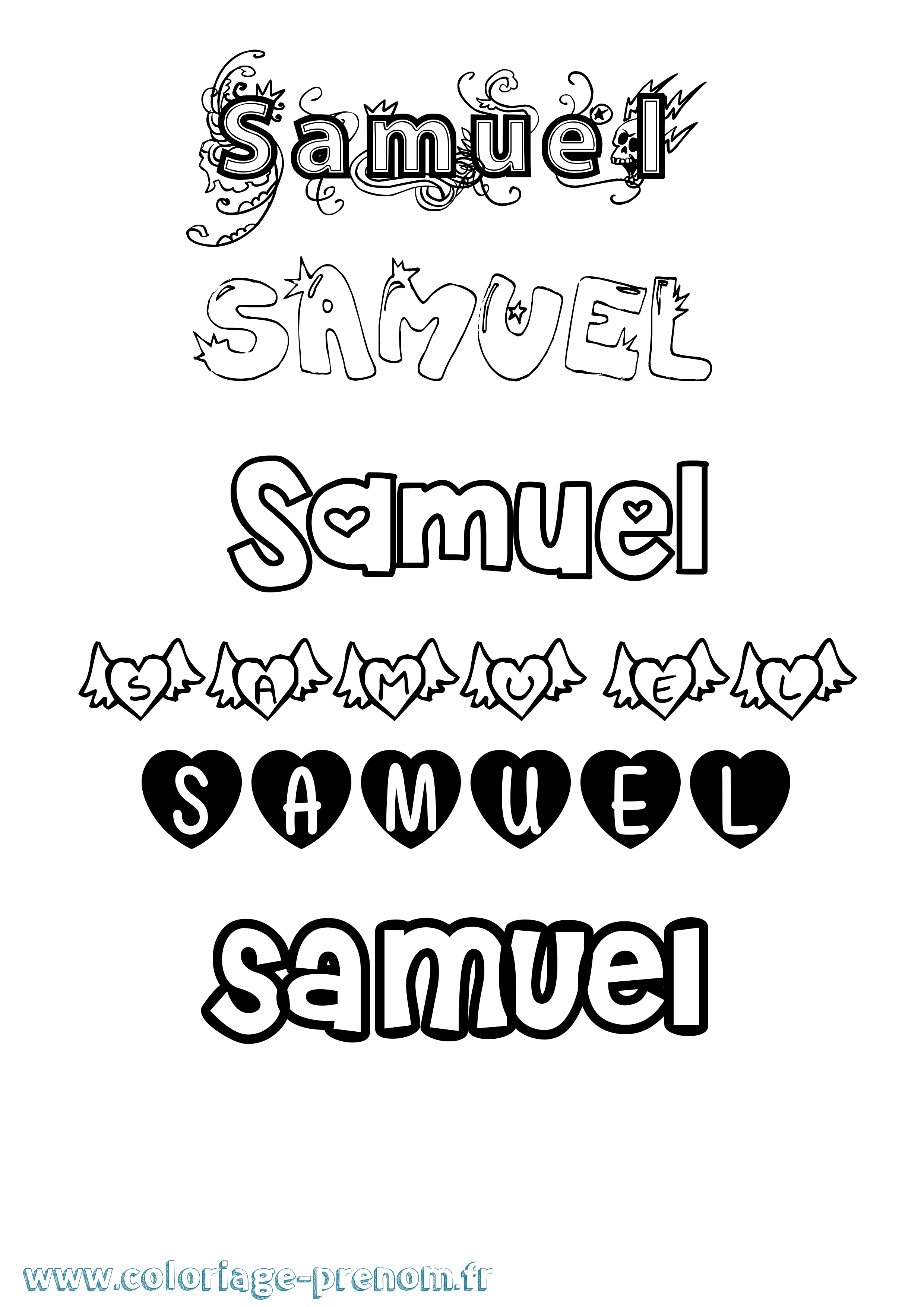 Coloriage prénom Samuel Girly