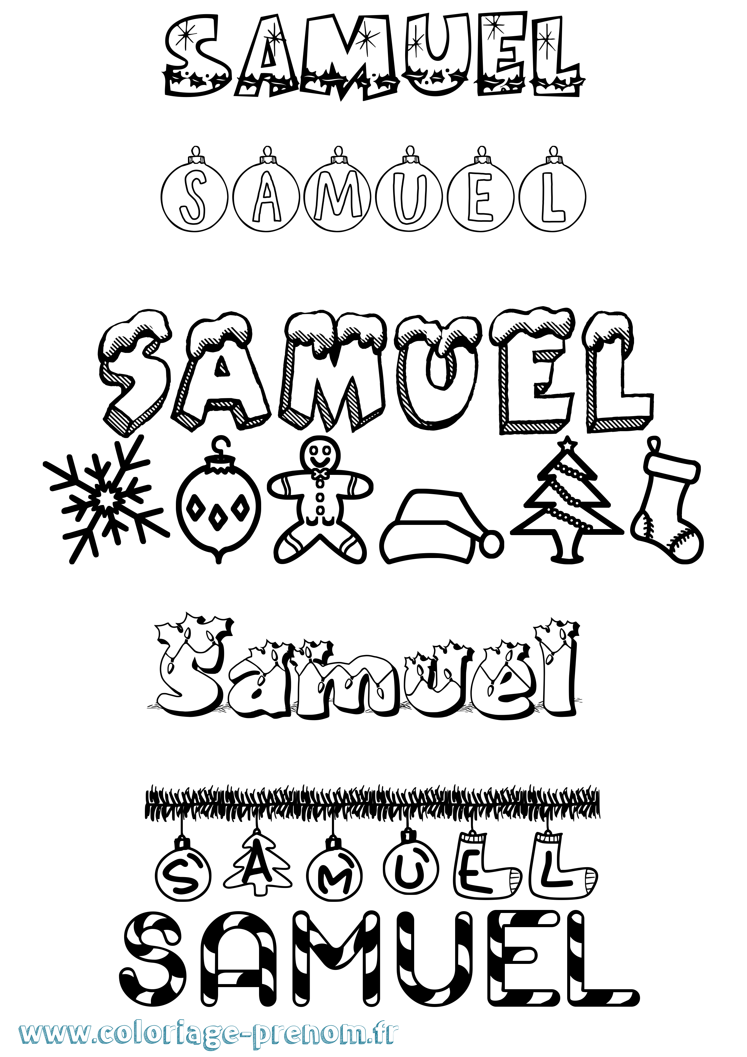 Coloriage prénom Samuel Noël