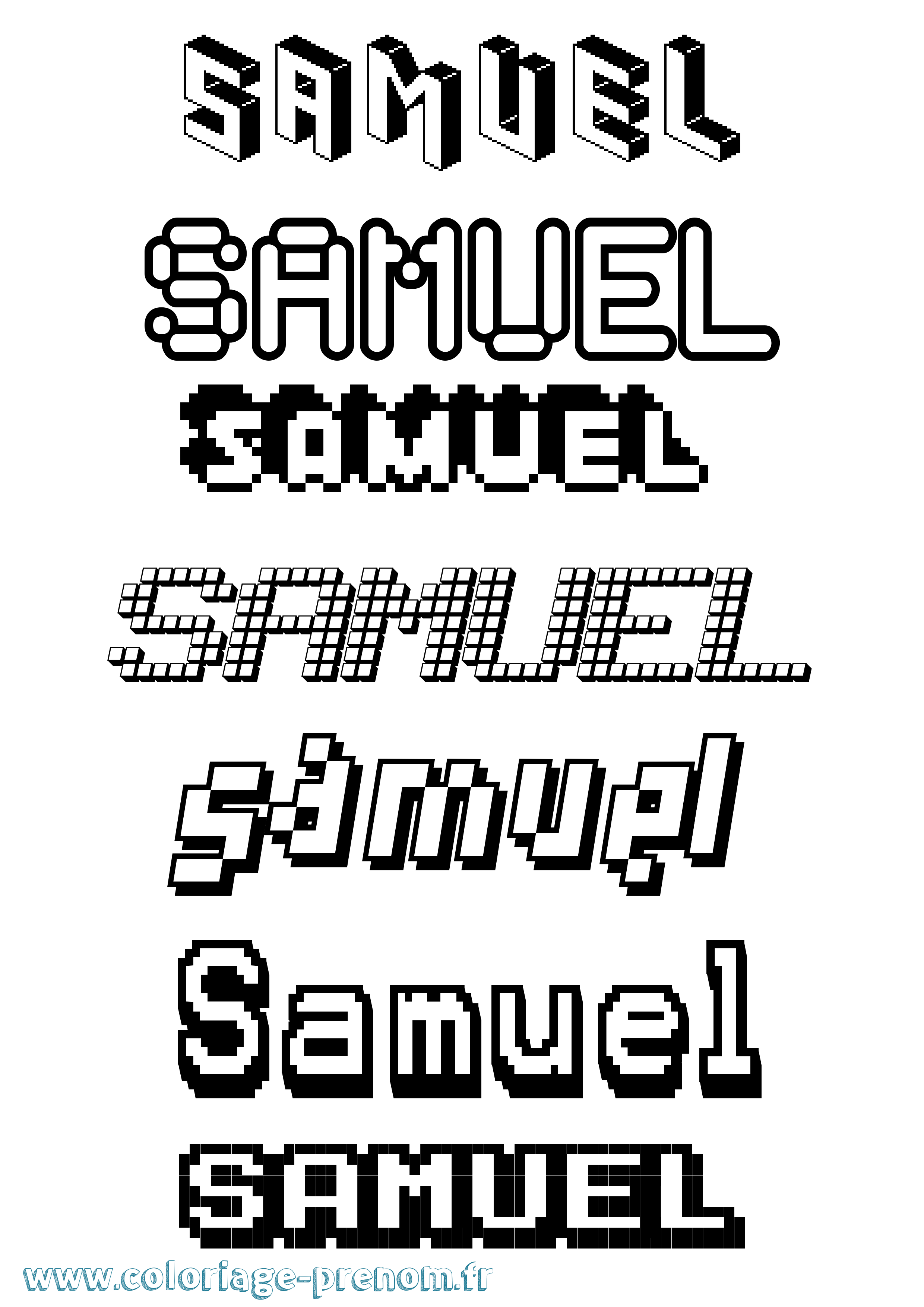 Coloriage prénom Samuel Pixel