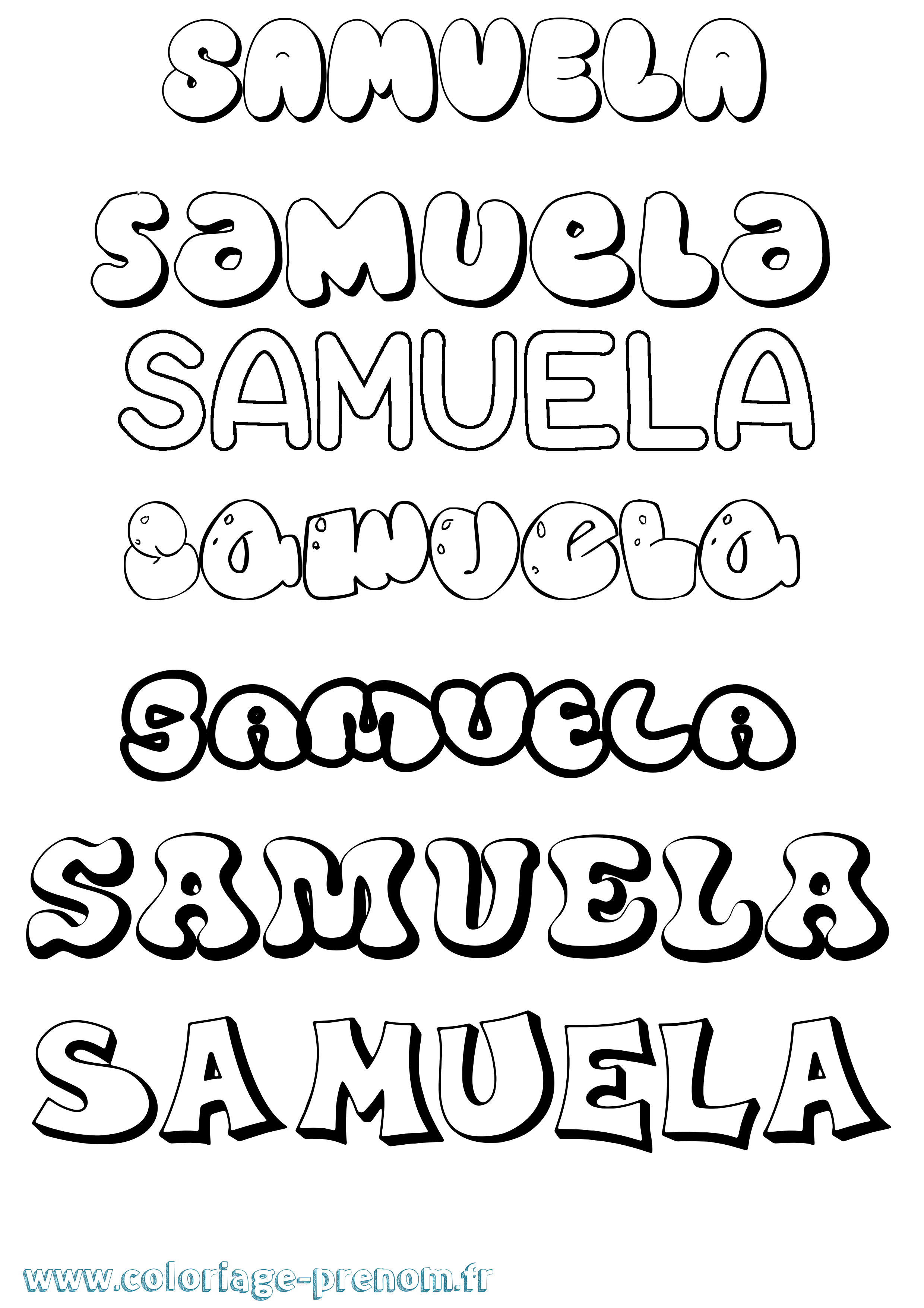 Coloriage prénom Samuela Bubble