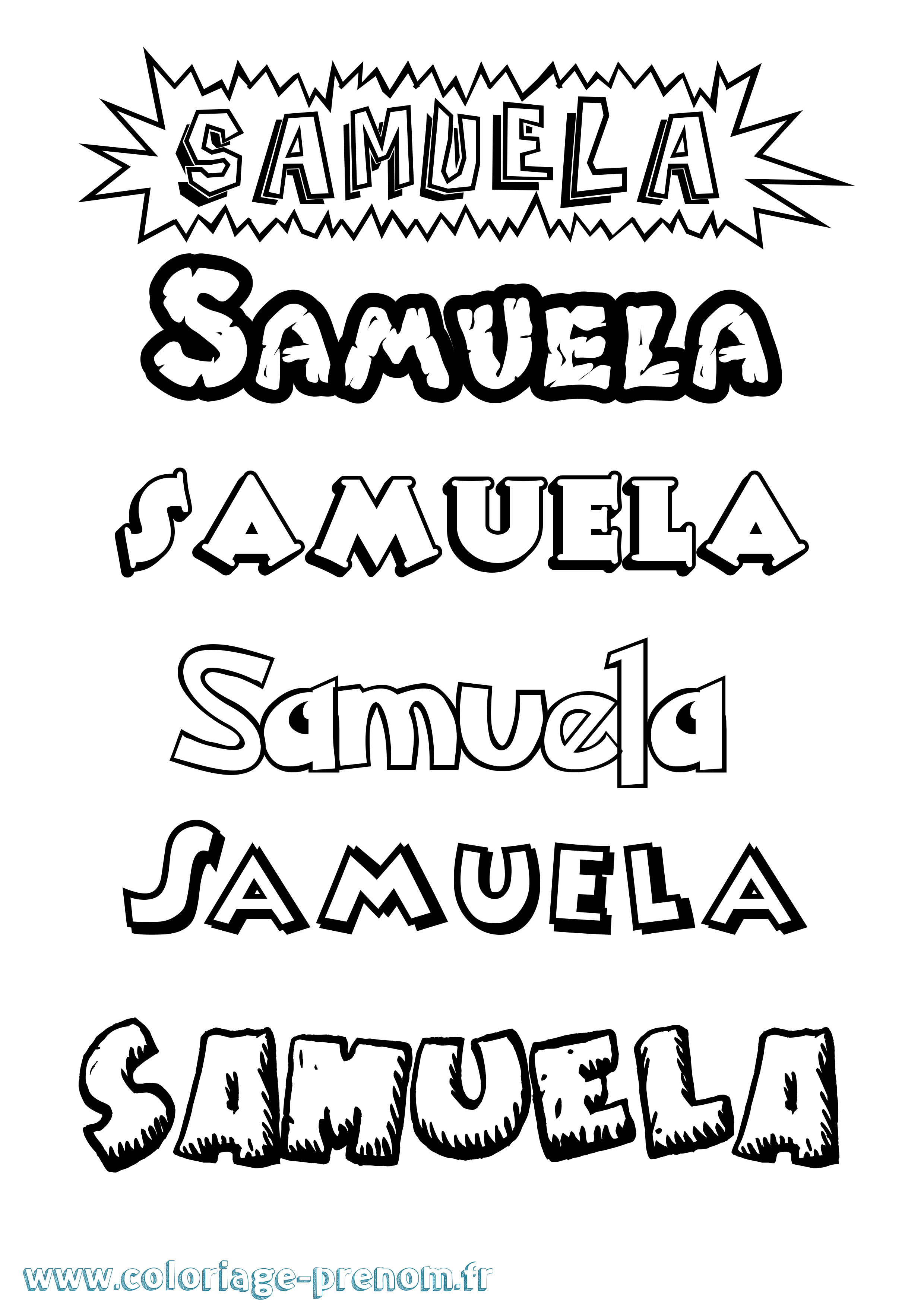 Coloriage prénom Samuela Dessin Animé