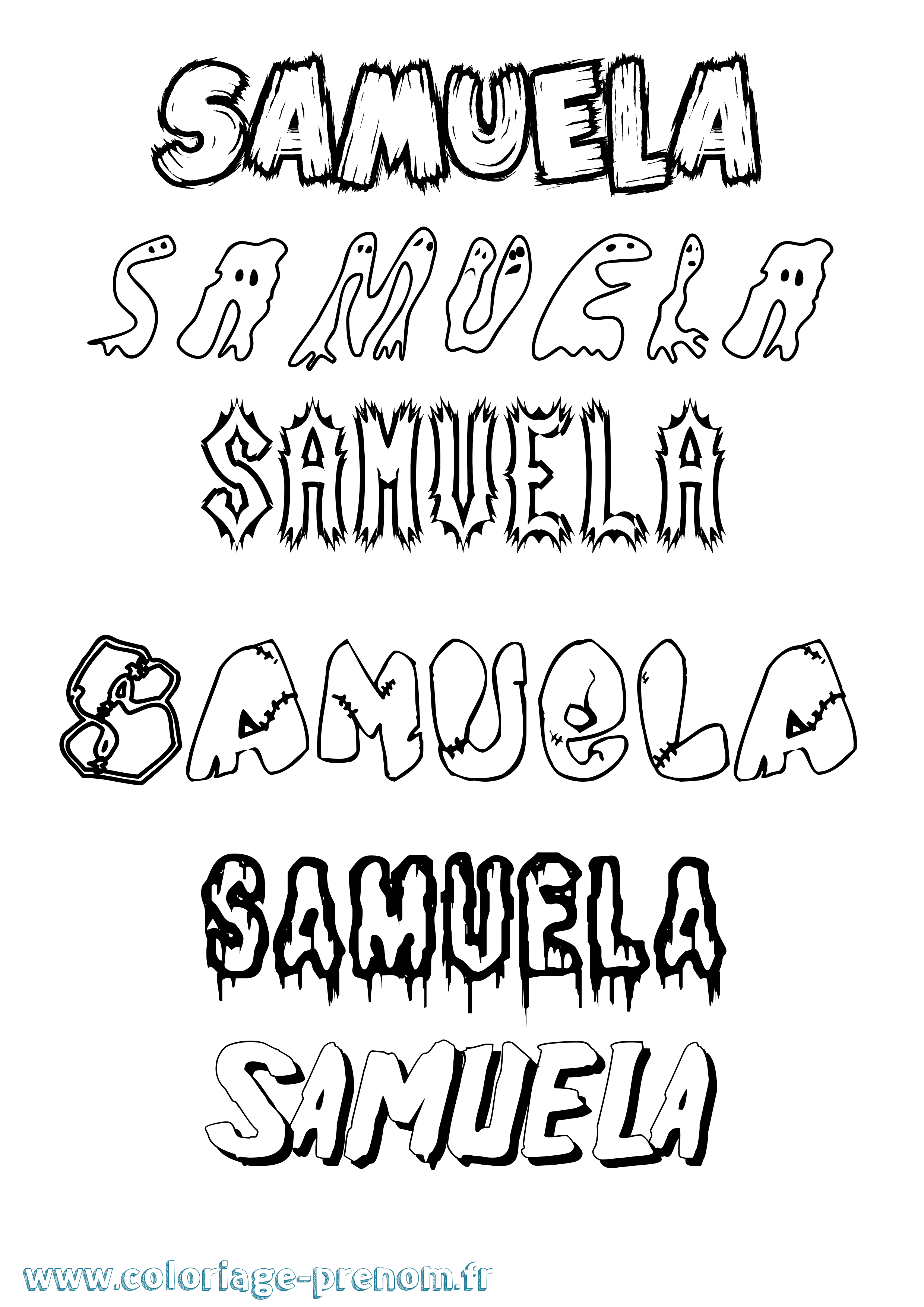 Coloriage prénom Samuela Frisson