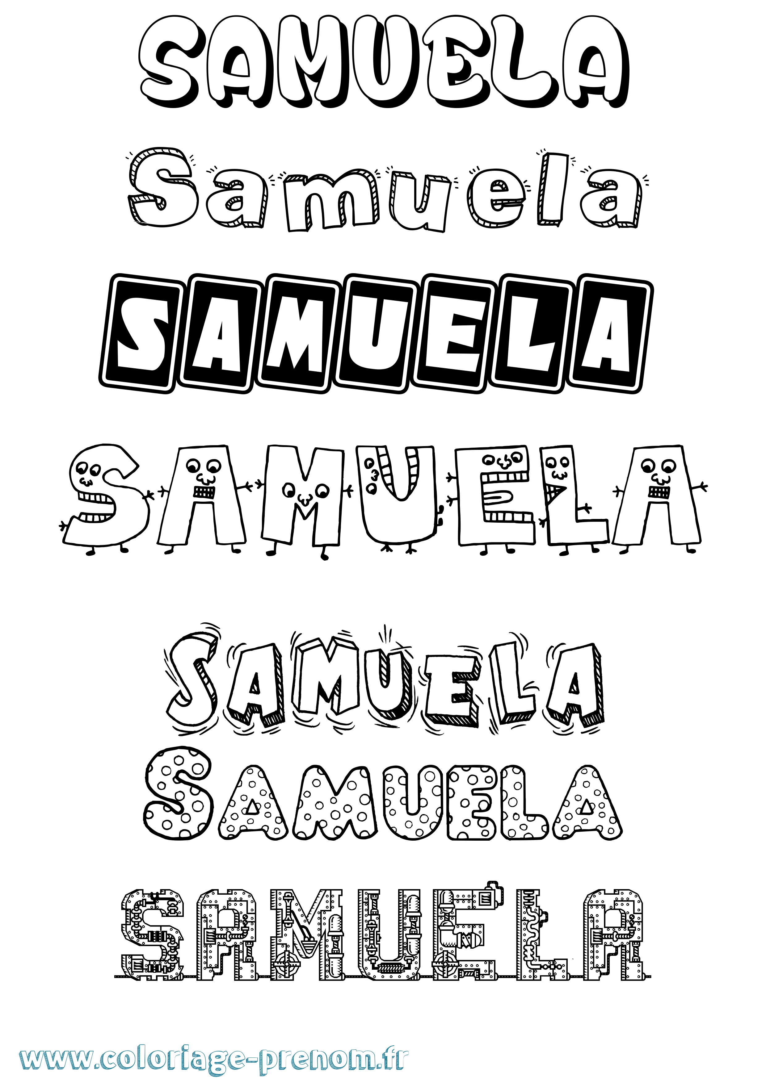 Coloriage prénom Samuela Fun