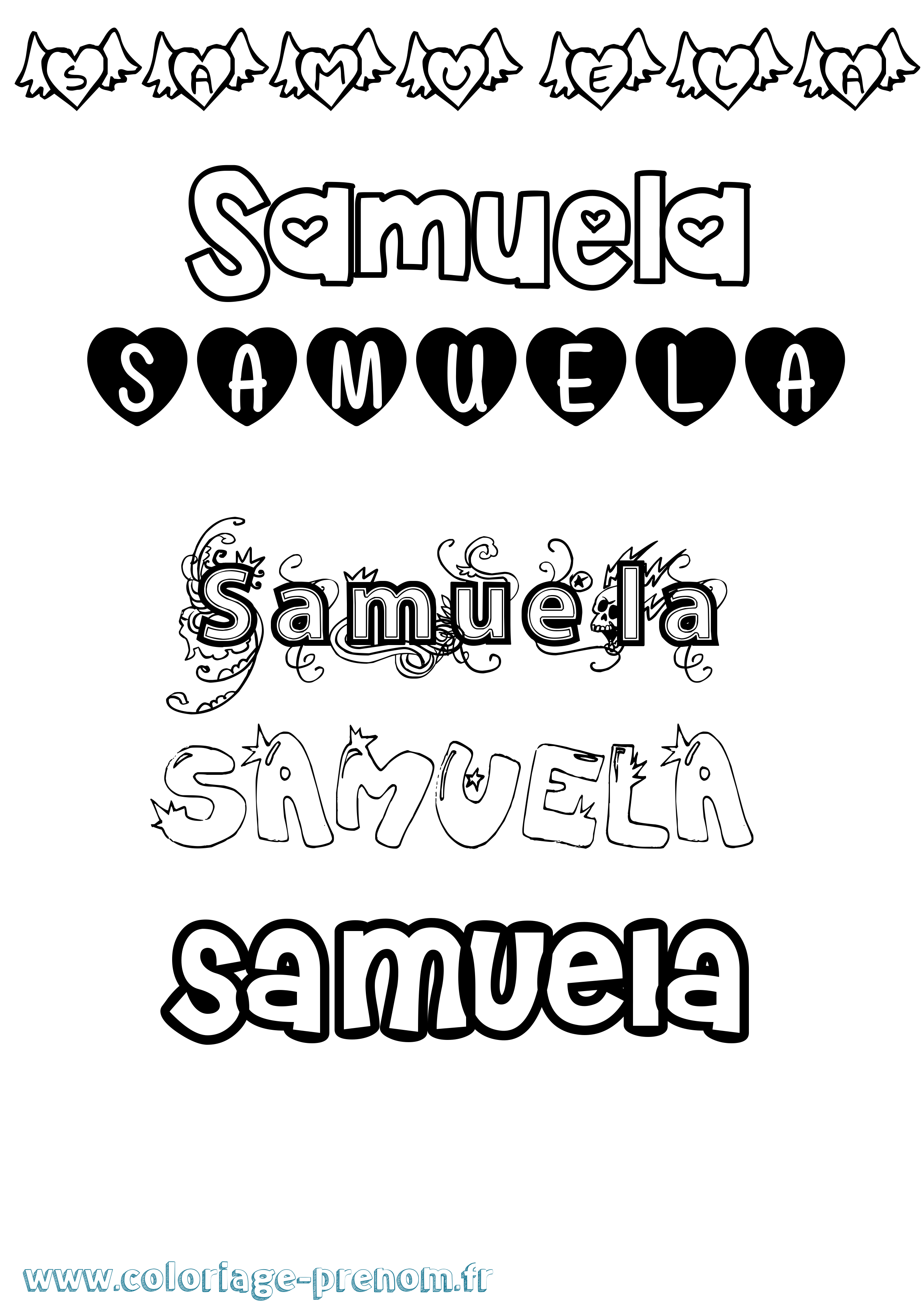 Coloriage prénom Samuela Girly