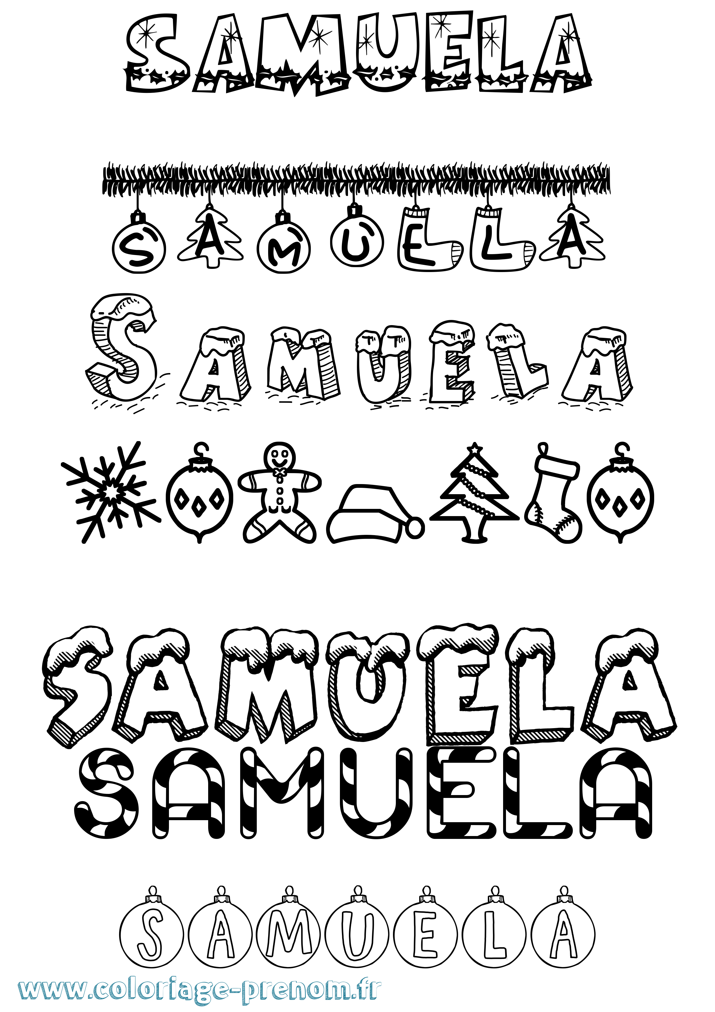 Coloriage prénom Samuela Noël