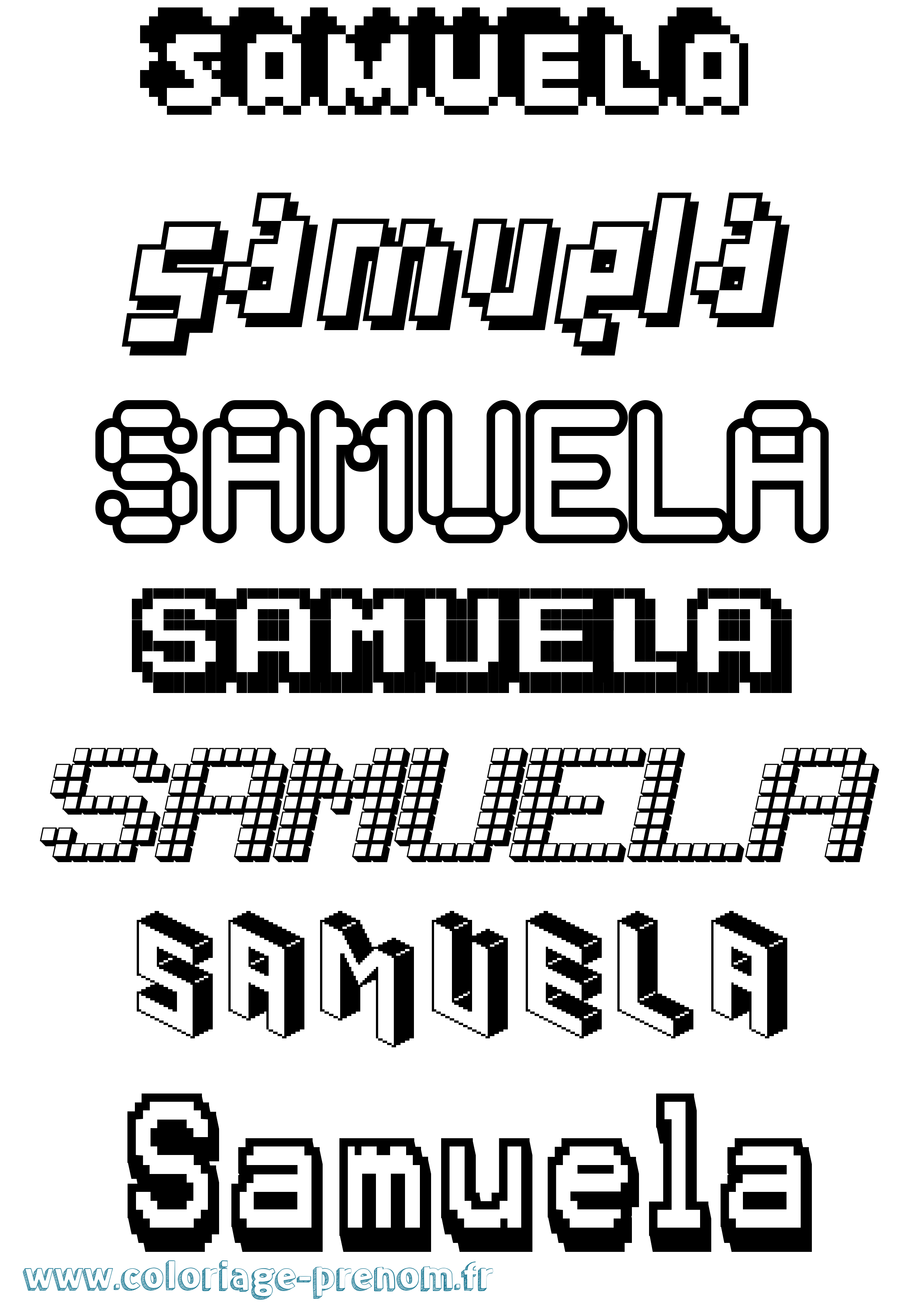 Coloriage prénom Samuela Pixel