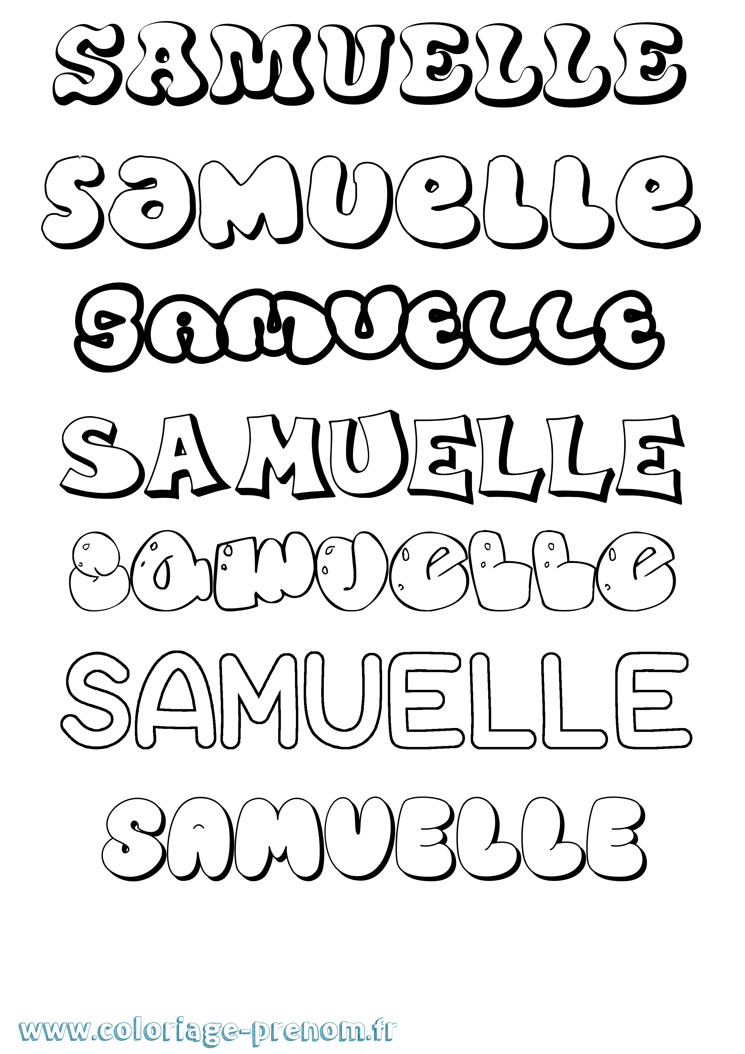 Coloriage prénom Samuelle Bubble