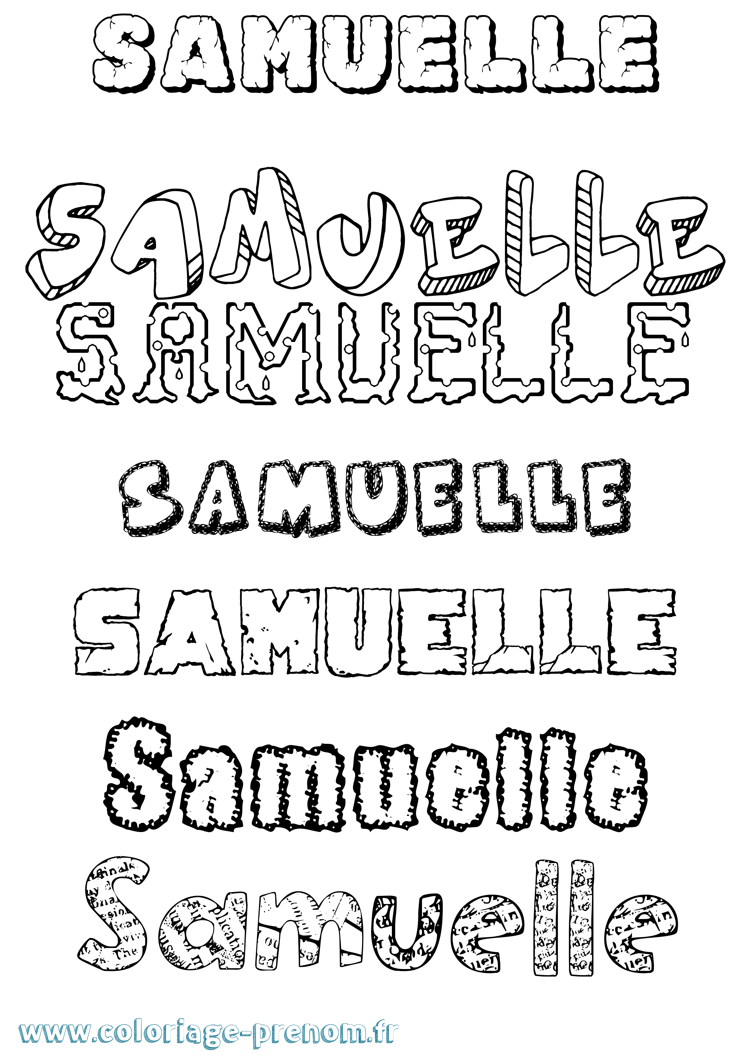 Coloriage prénom Samuelle Destructuré