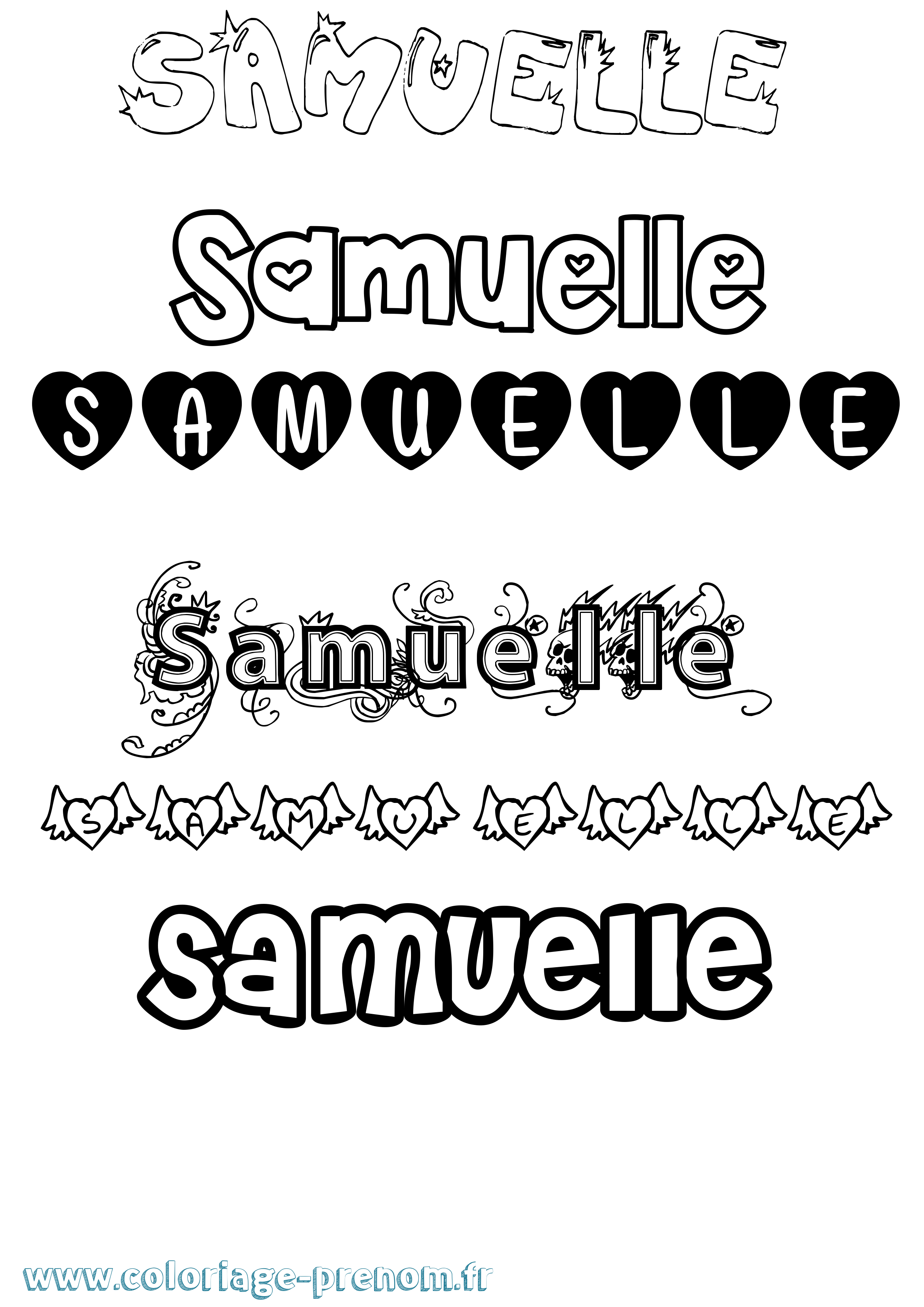 Coloriage prénom Samuelle Girly