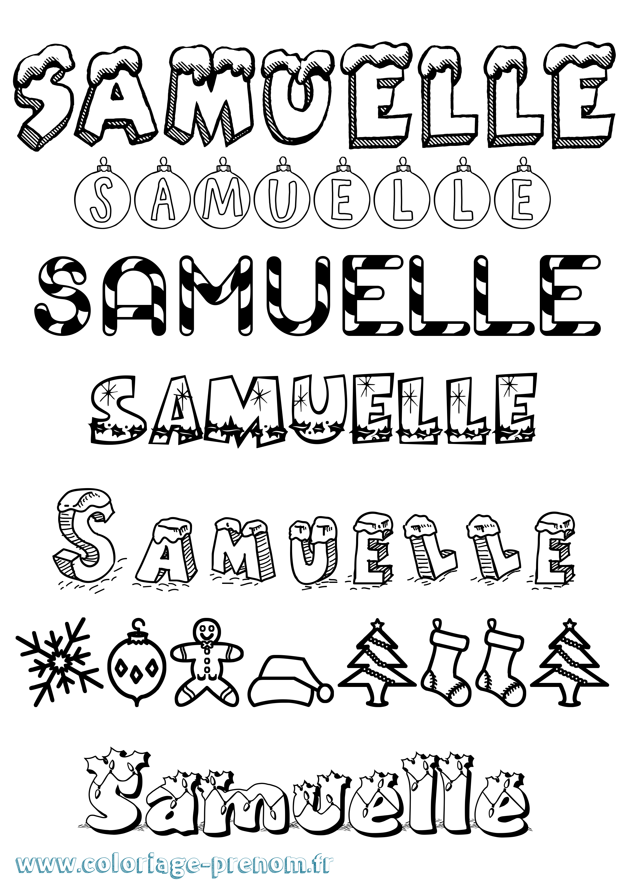 Coloriage prénom Samuelle Noël