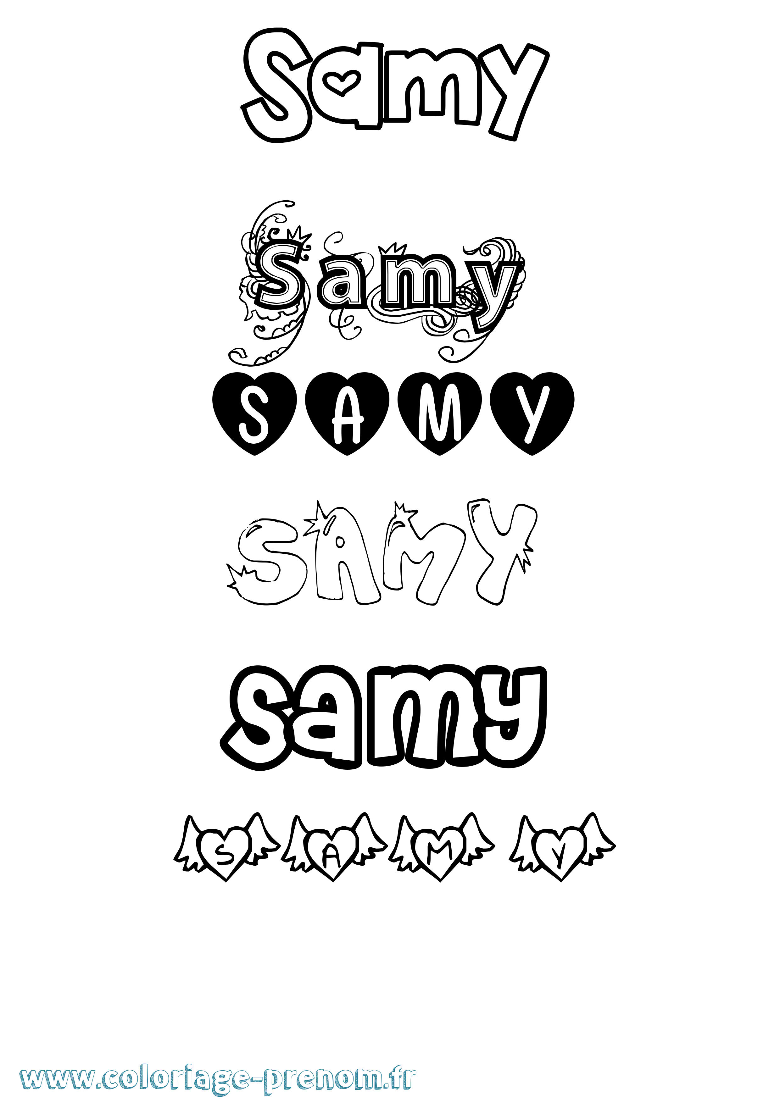 Coloriage prénom Samy Girly