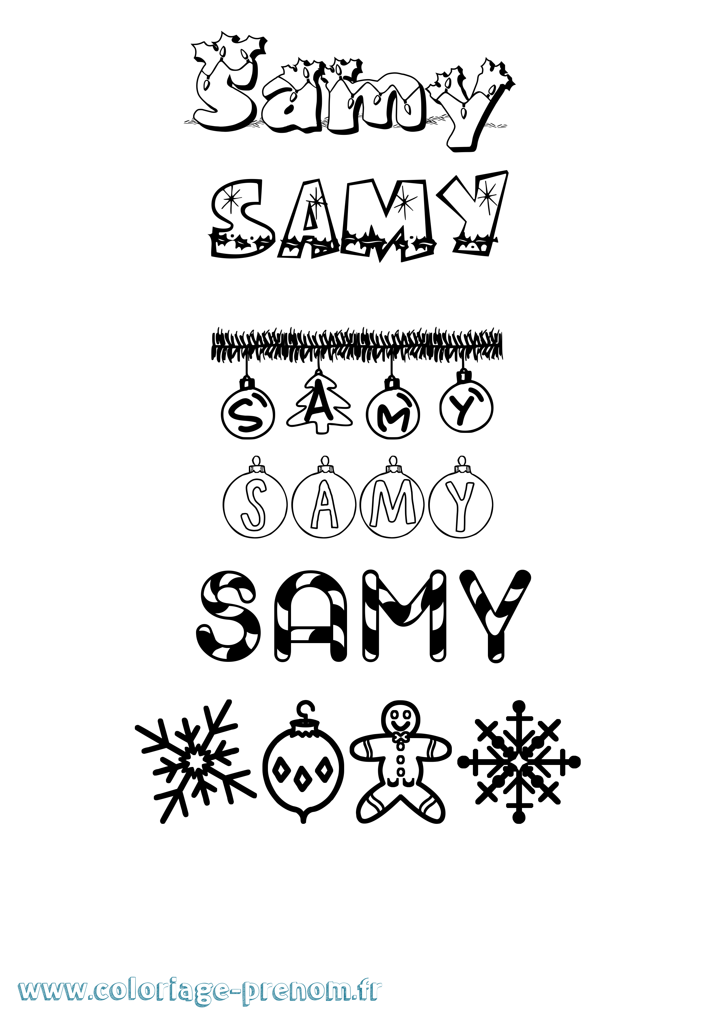 Coloriage prénom Samy Noël
