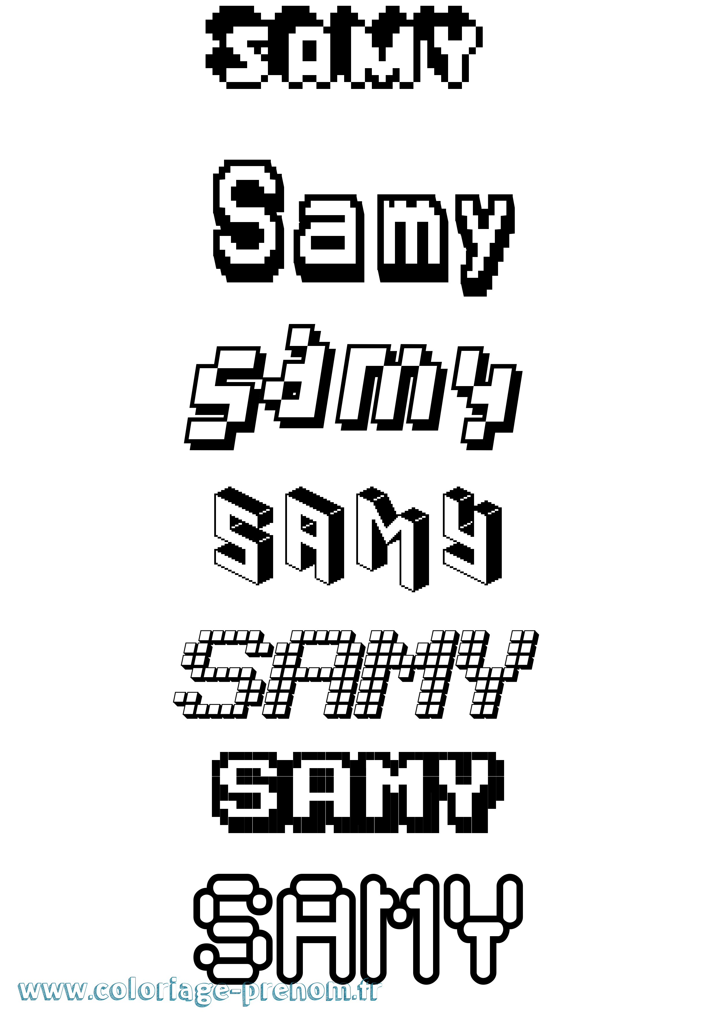 Coloriage prénom Samy Pixel