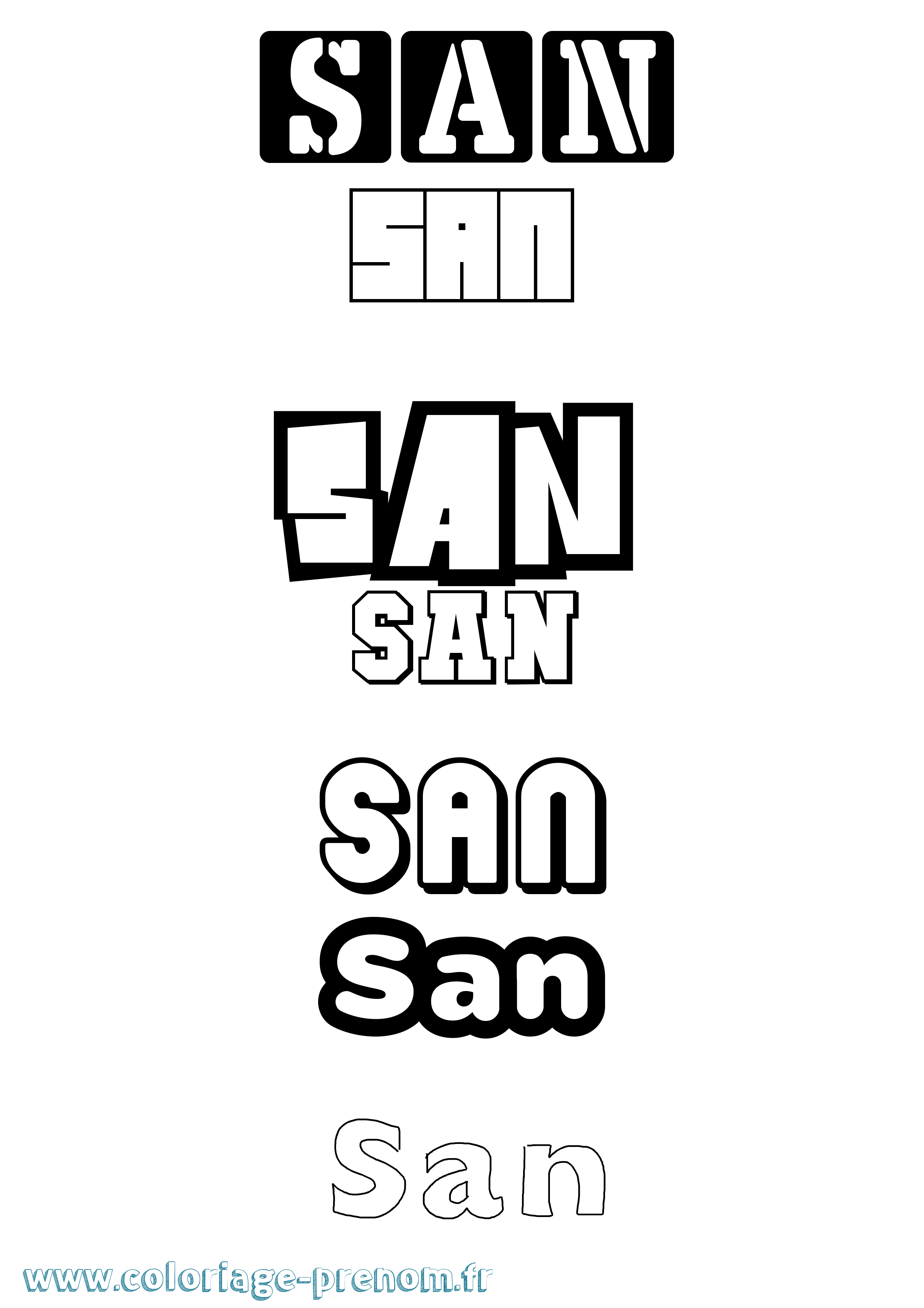 Coloriage prénom San Simple