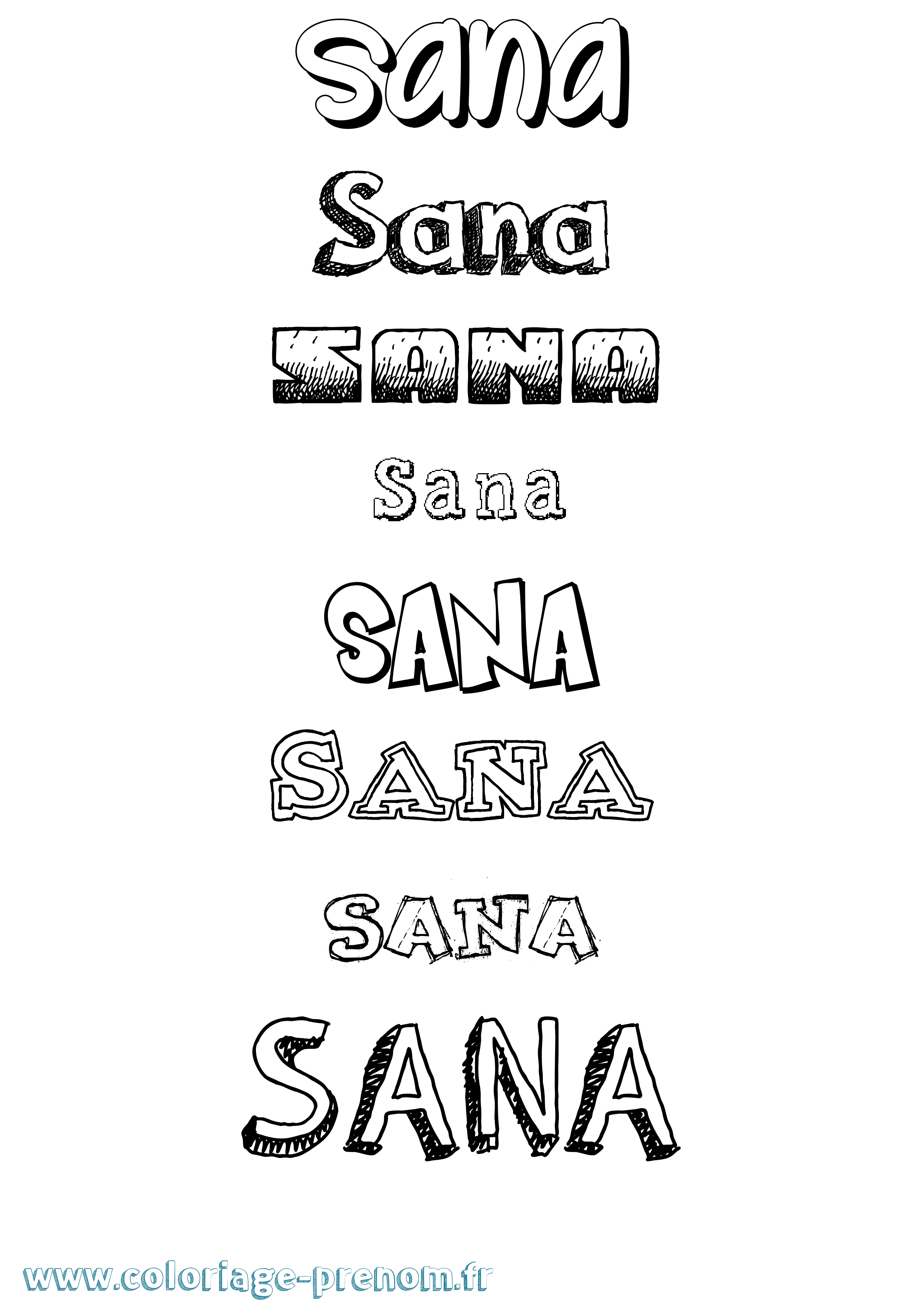 Coloriage Sana Dessiné Coloriage prénom Sana Dessiné