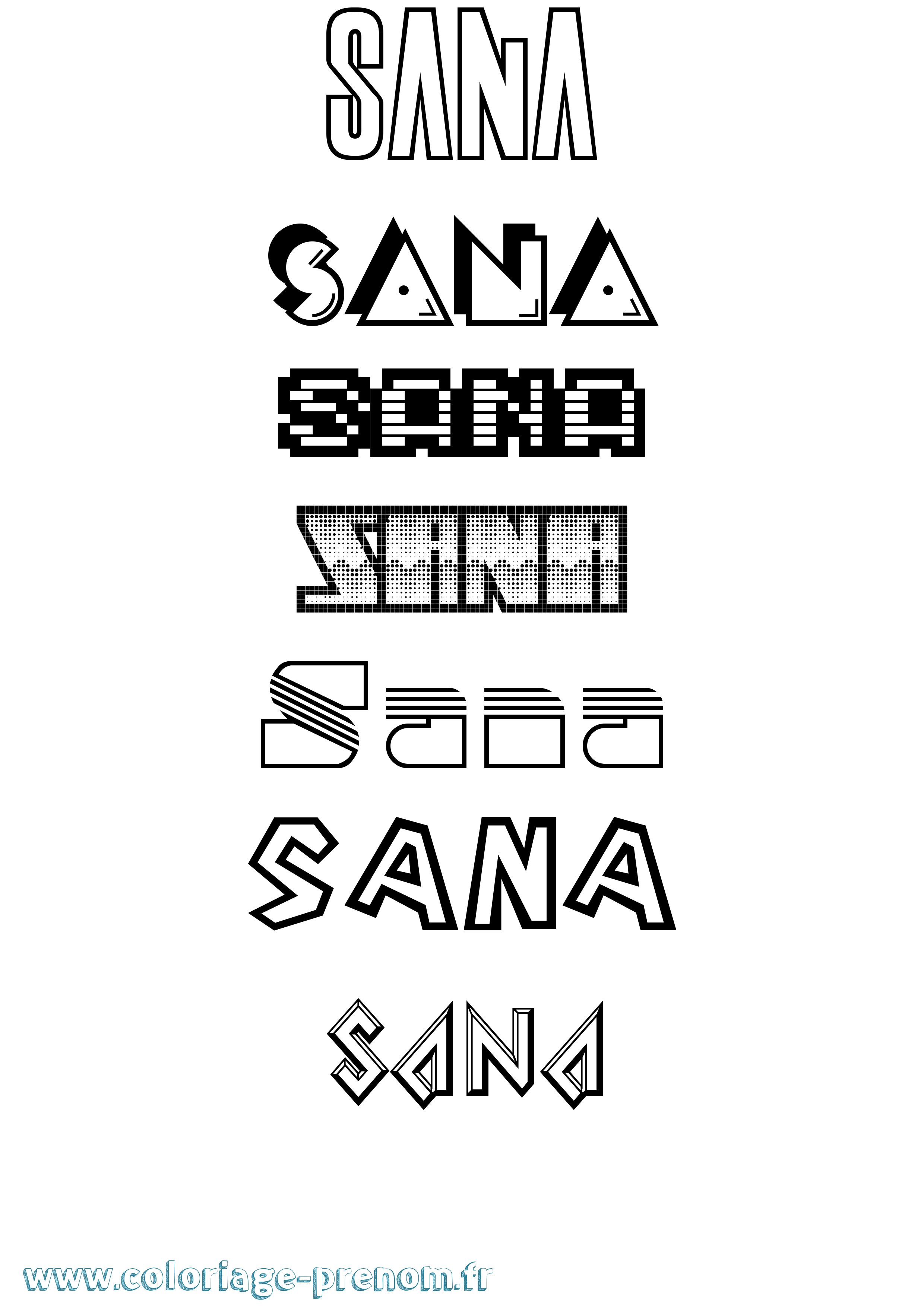 Coloriage Sana Jeux Vidéos Coloriage prénom Sana Jeux Vidéos