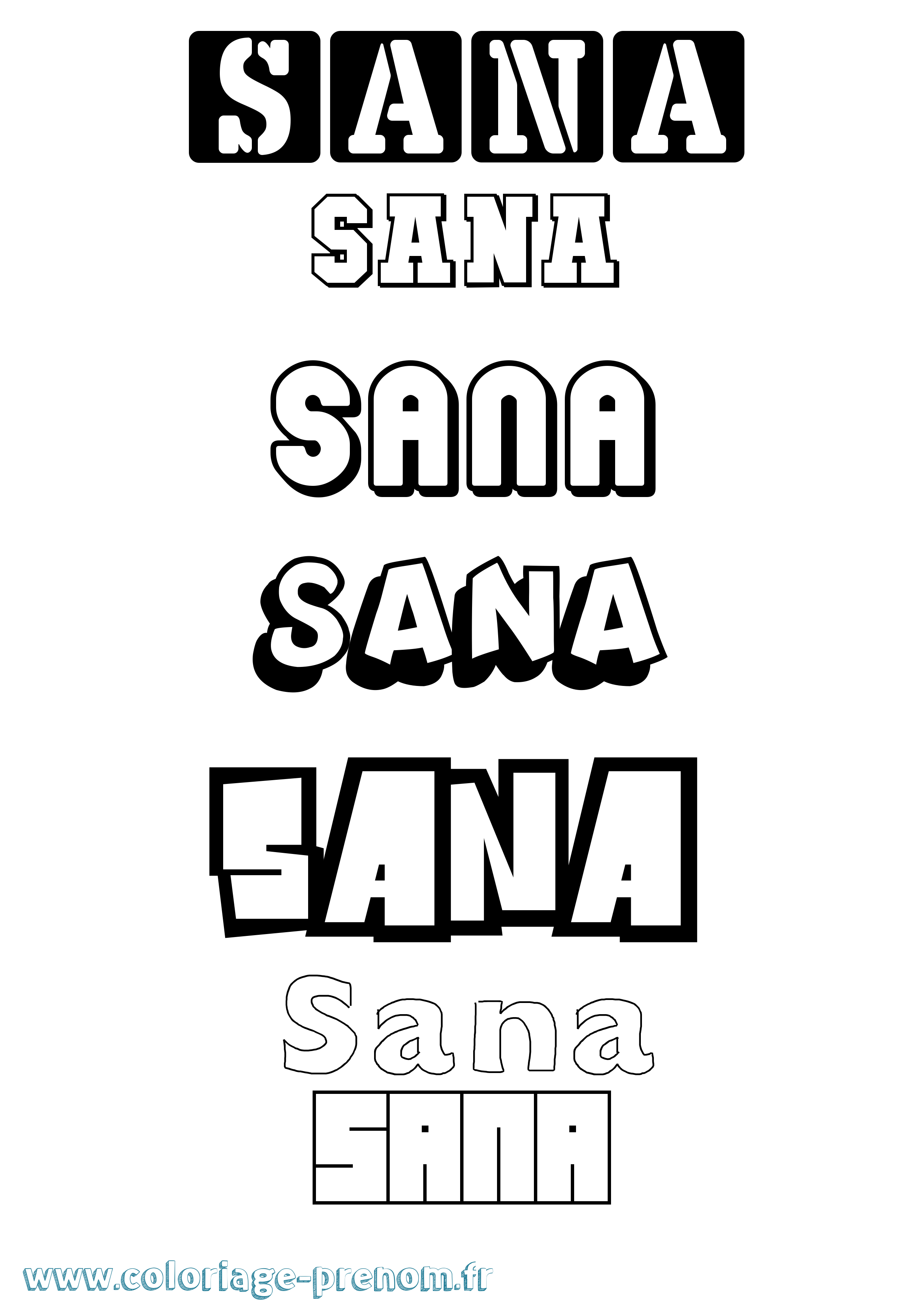 Coloriage Sana Simple Coloriage prénom Sana Simple