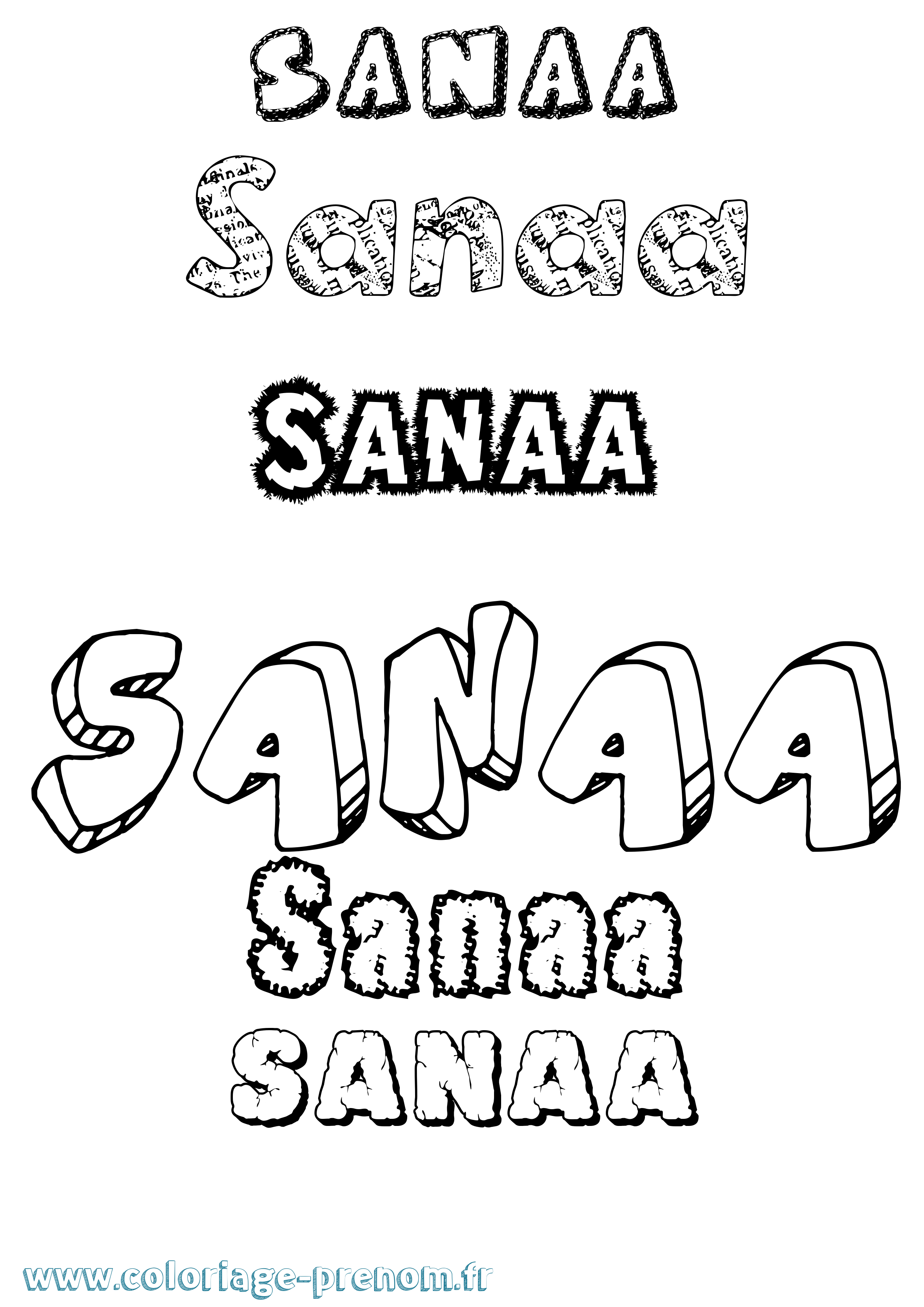 Coloriage prénom Sanaa