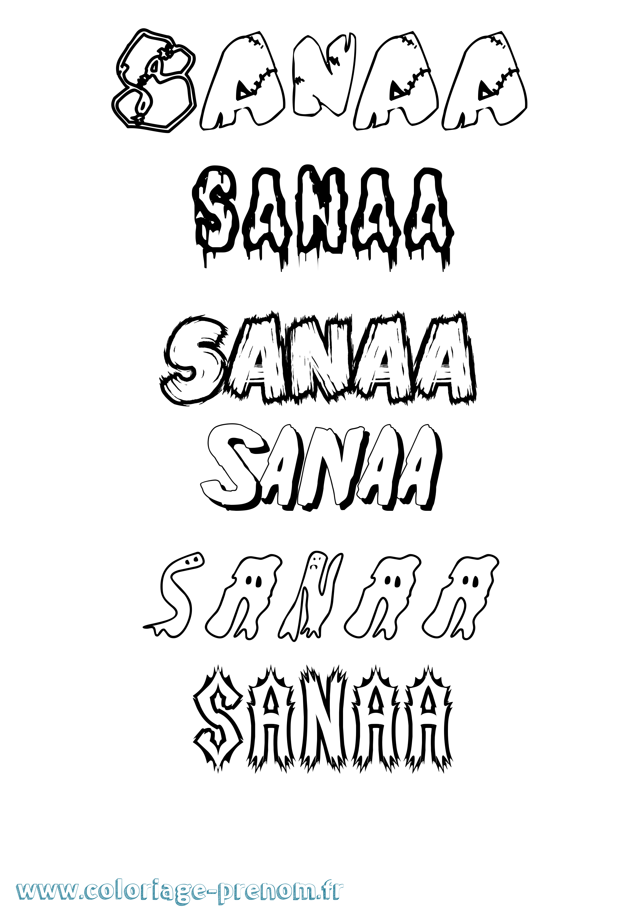 Coloriage prénom Sanaa