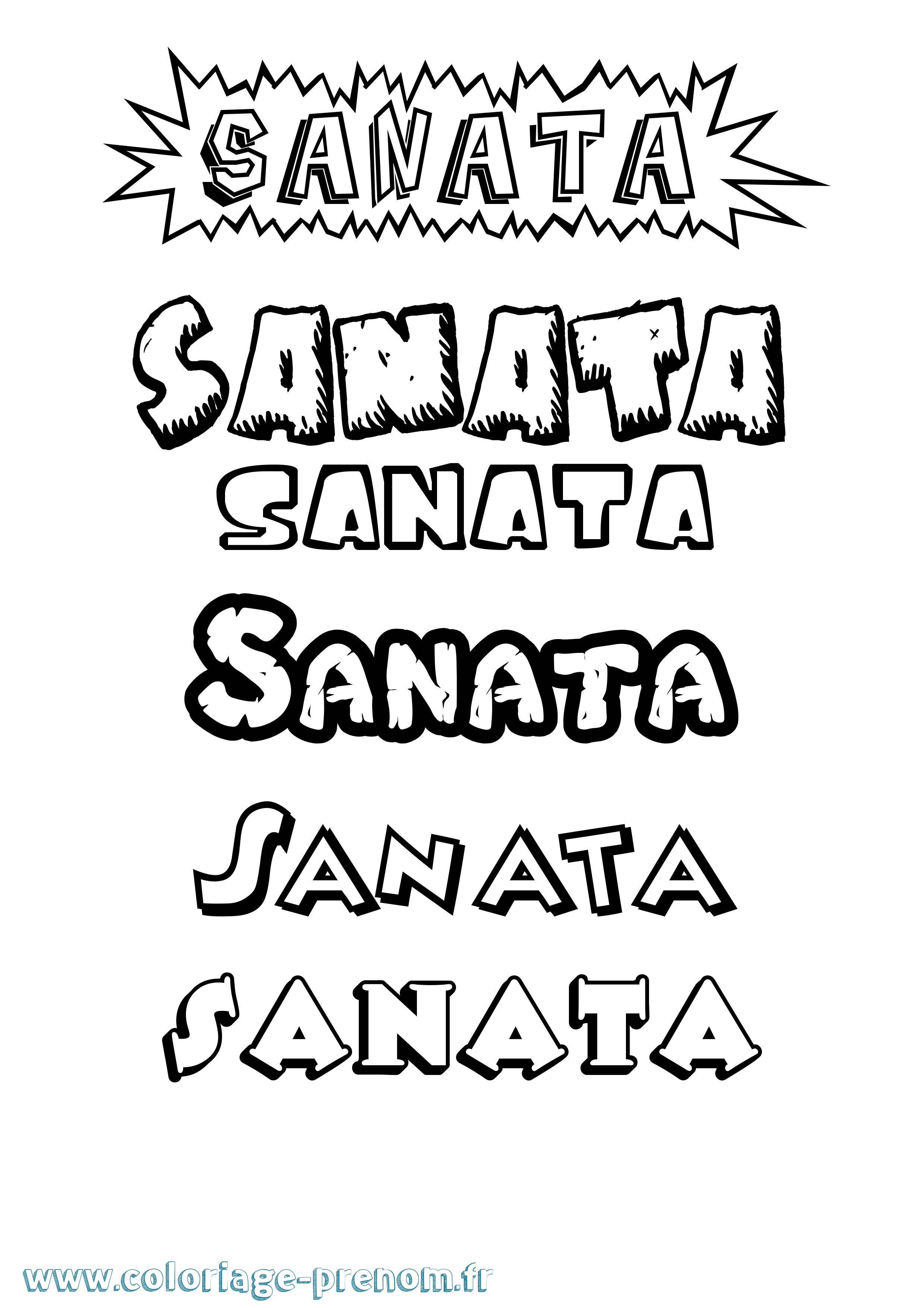 Coloriage prénom Sanata Dessin Animé