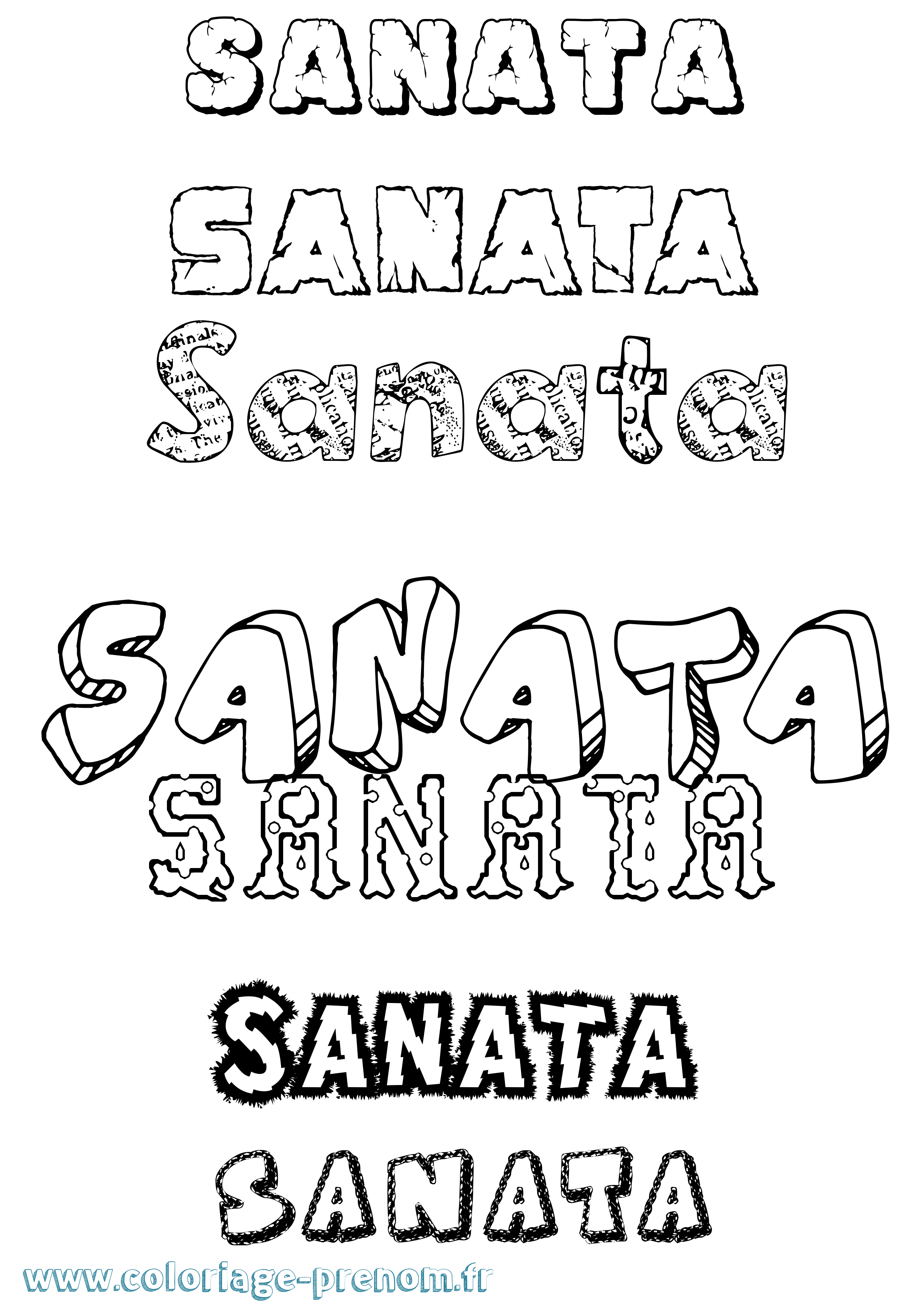 Coloriage prénom Sanata Destructuré