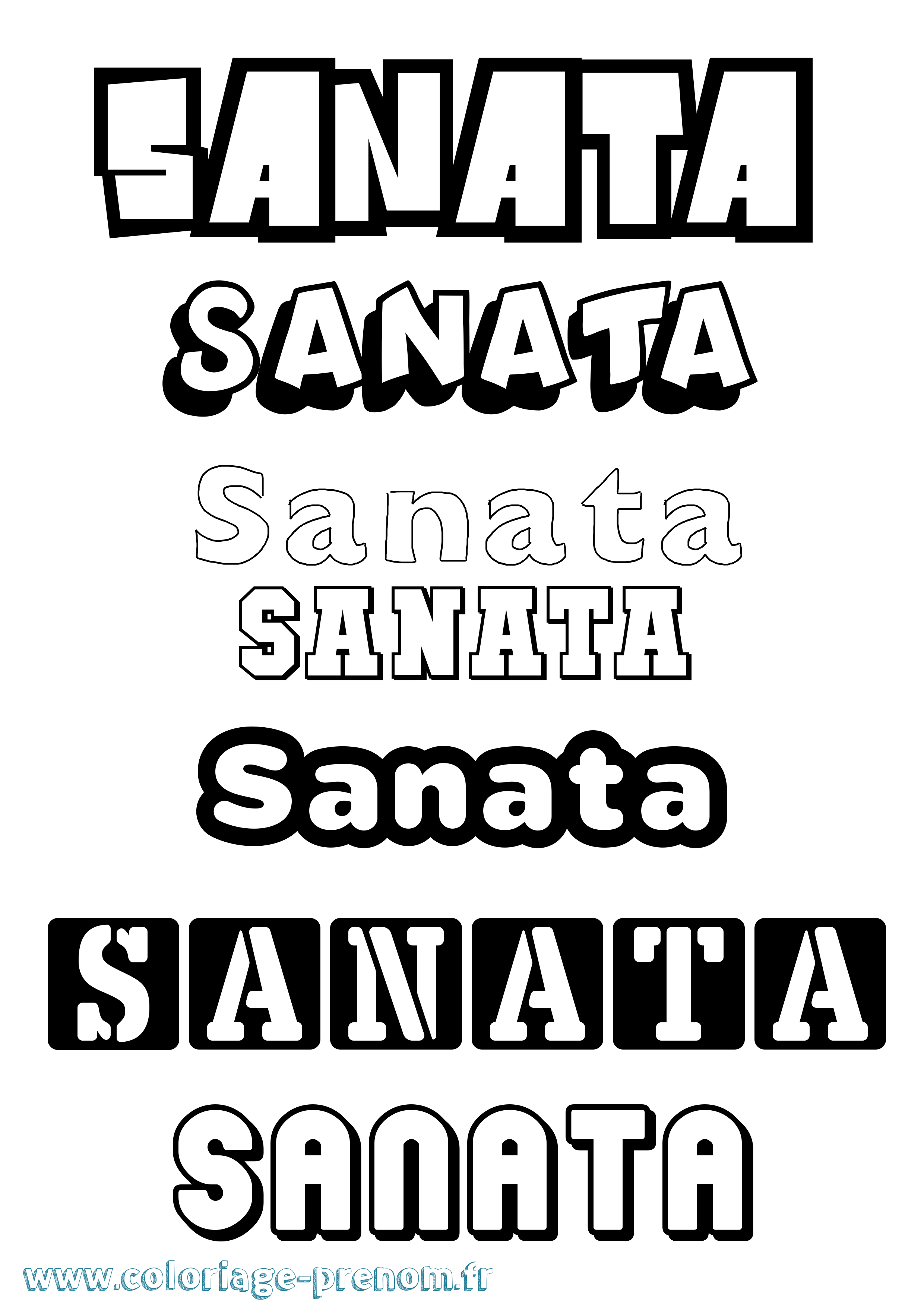Coloriage prénom Sanata Simple