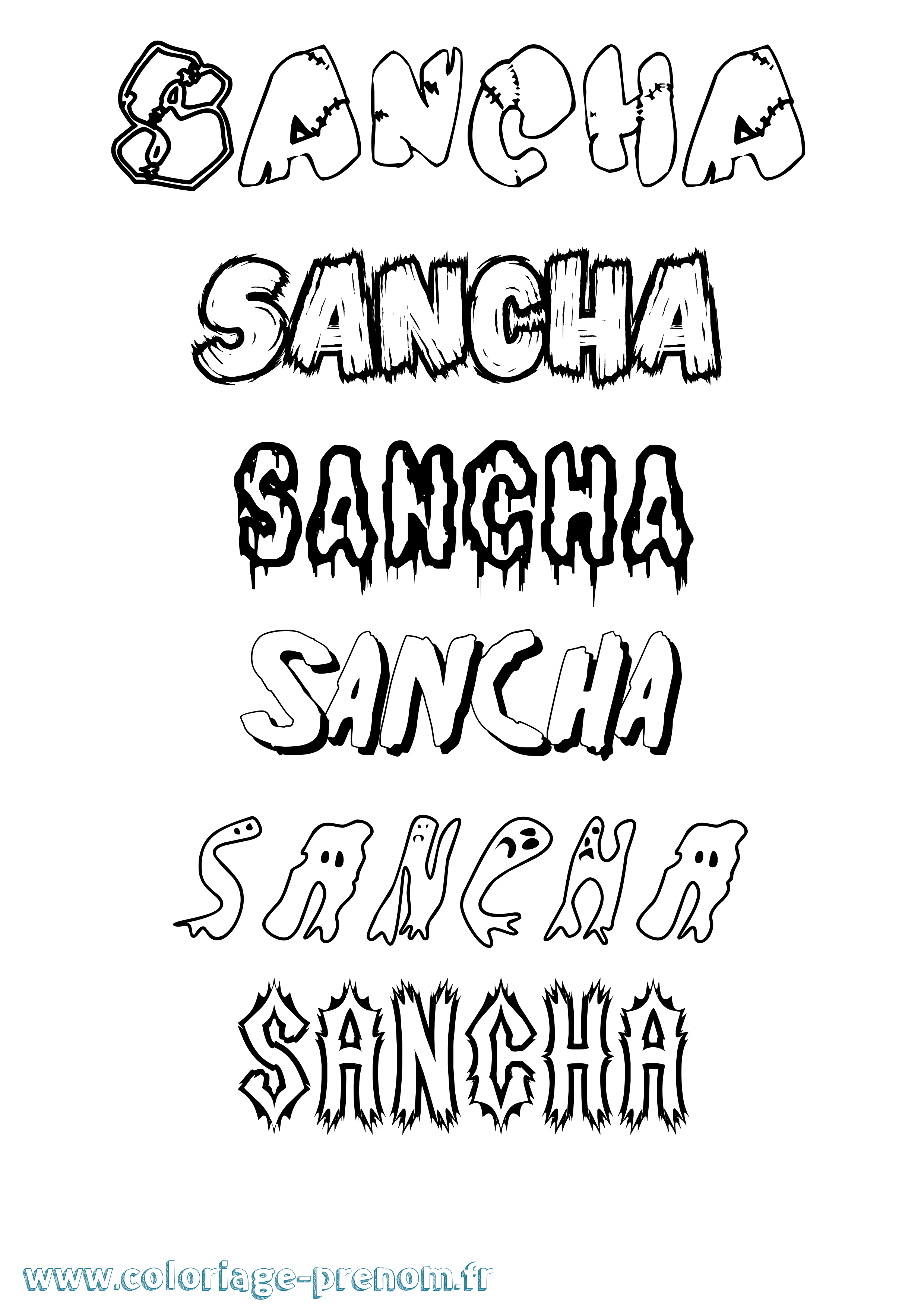 Coloriage prénom Sancha Frisson