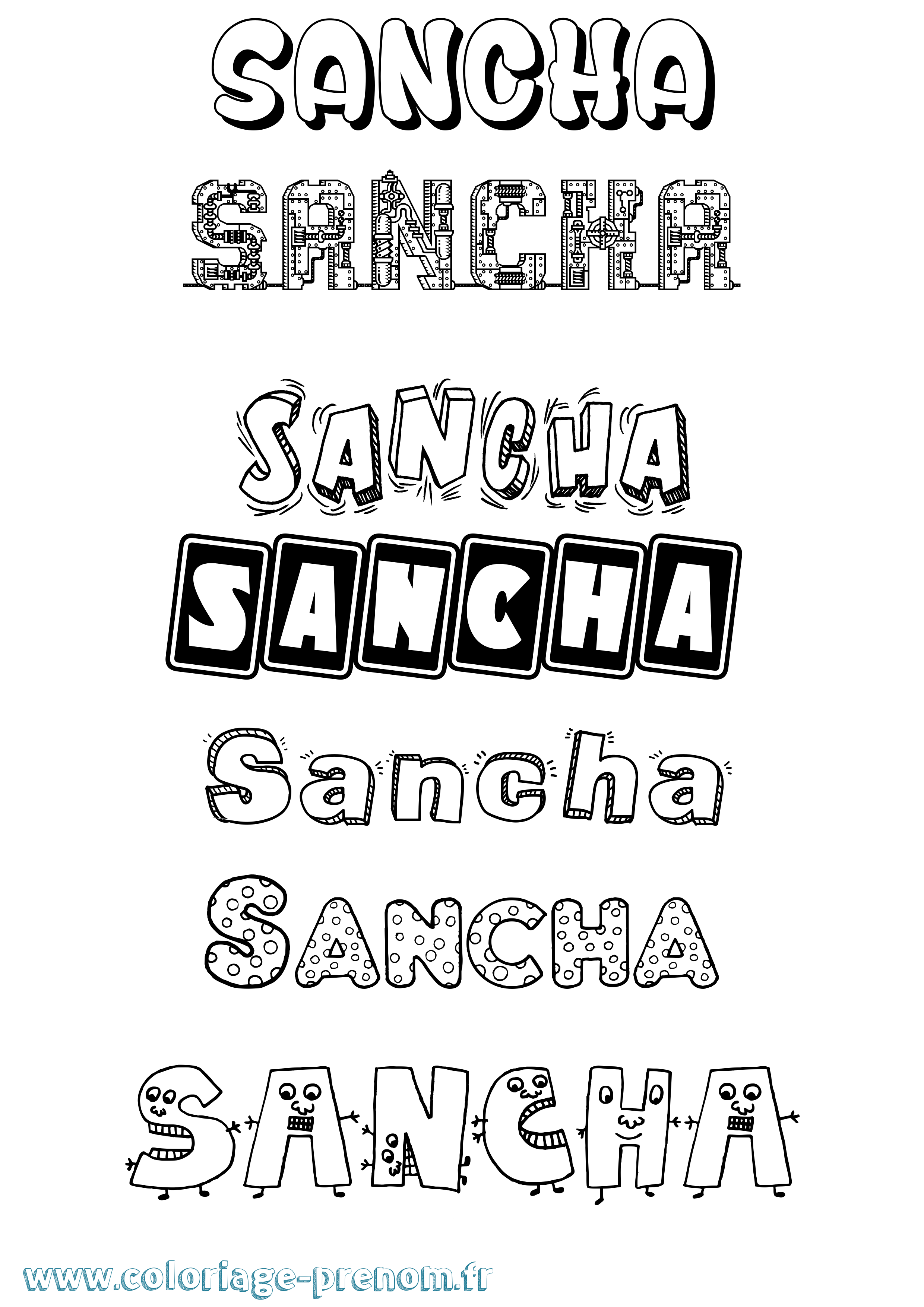 Coloriage prénom Sancha Fun